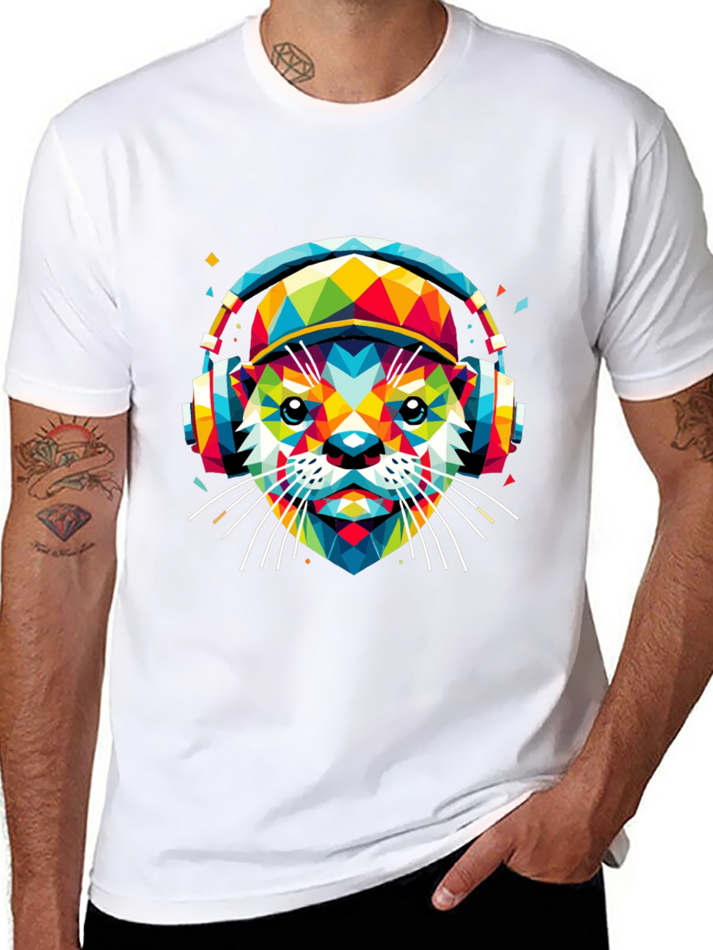 Vibrant Geometric Otter Graphic Tee