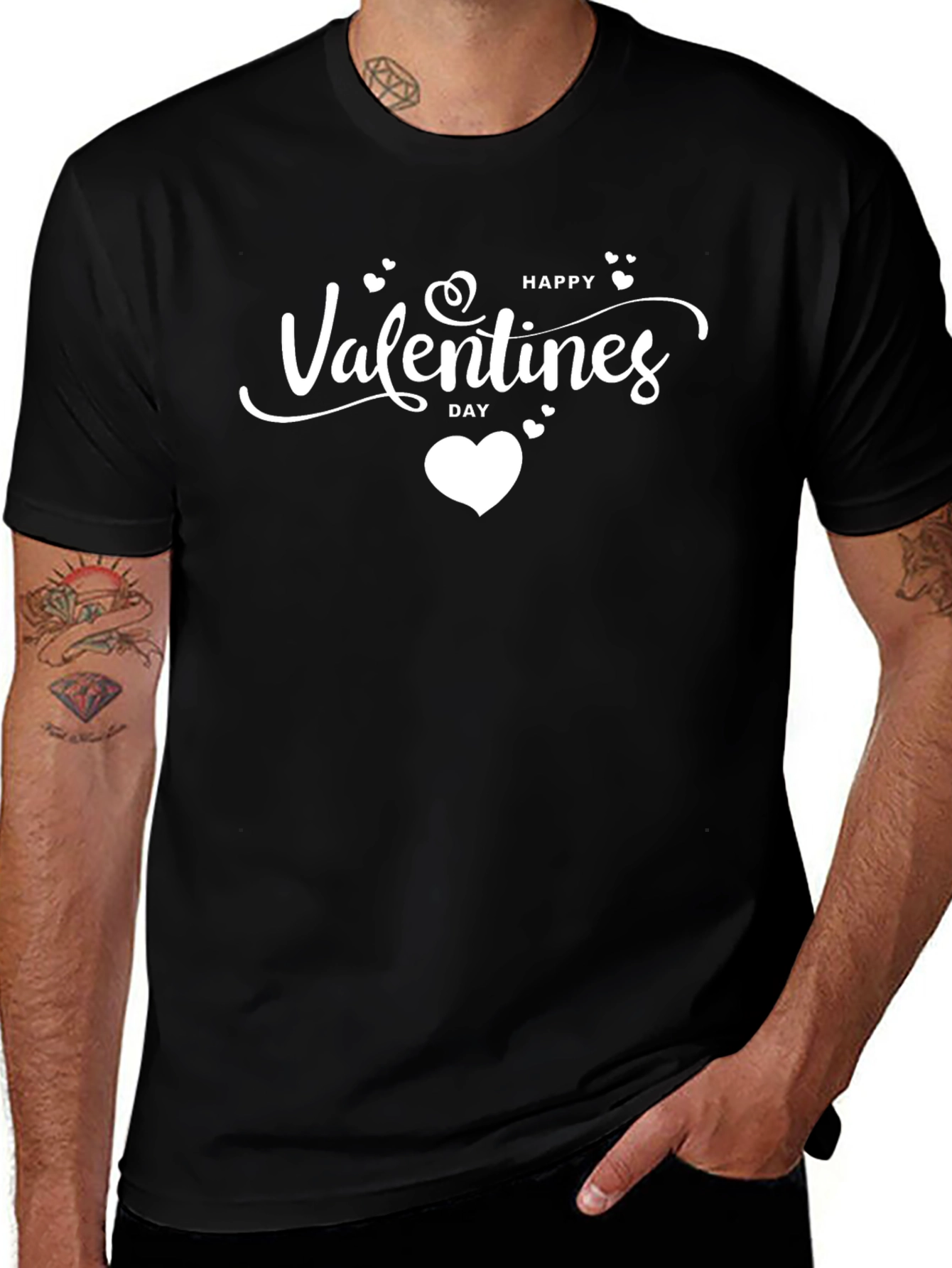 Happy Valentines Day Black T-Shirt