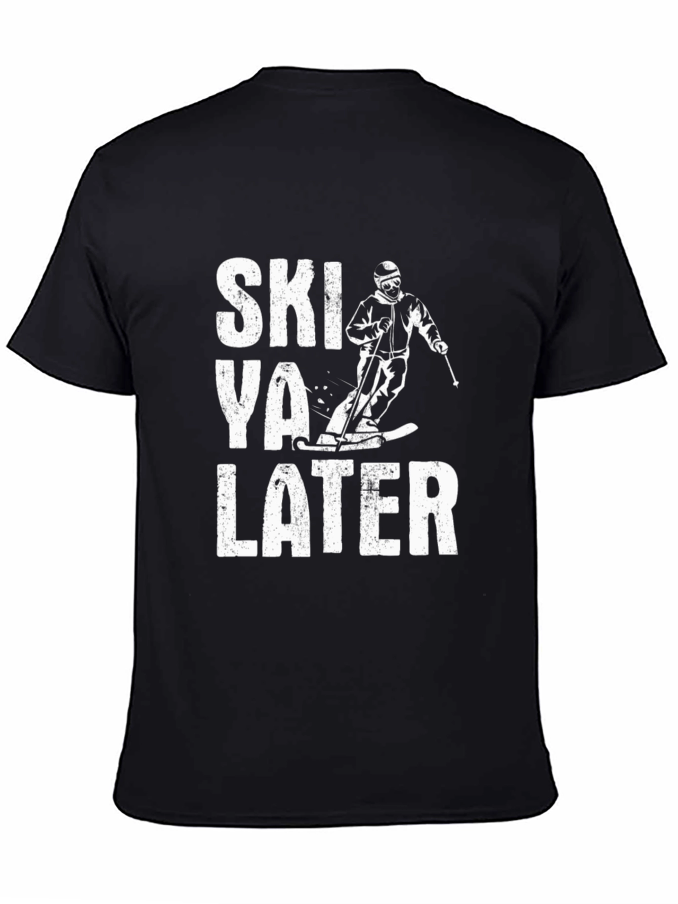 Ski Ya Later T-Shirt - Black Cotton Tee for Skiing Enthusiasts