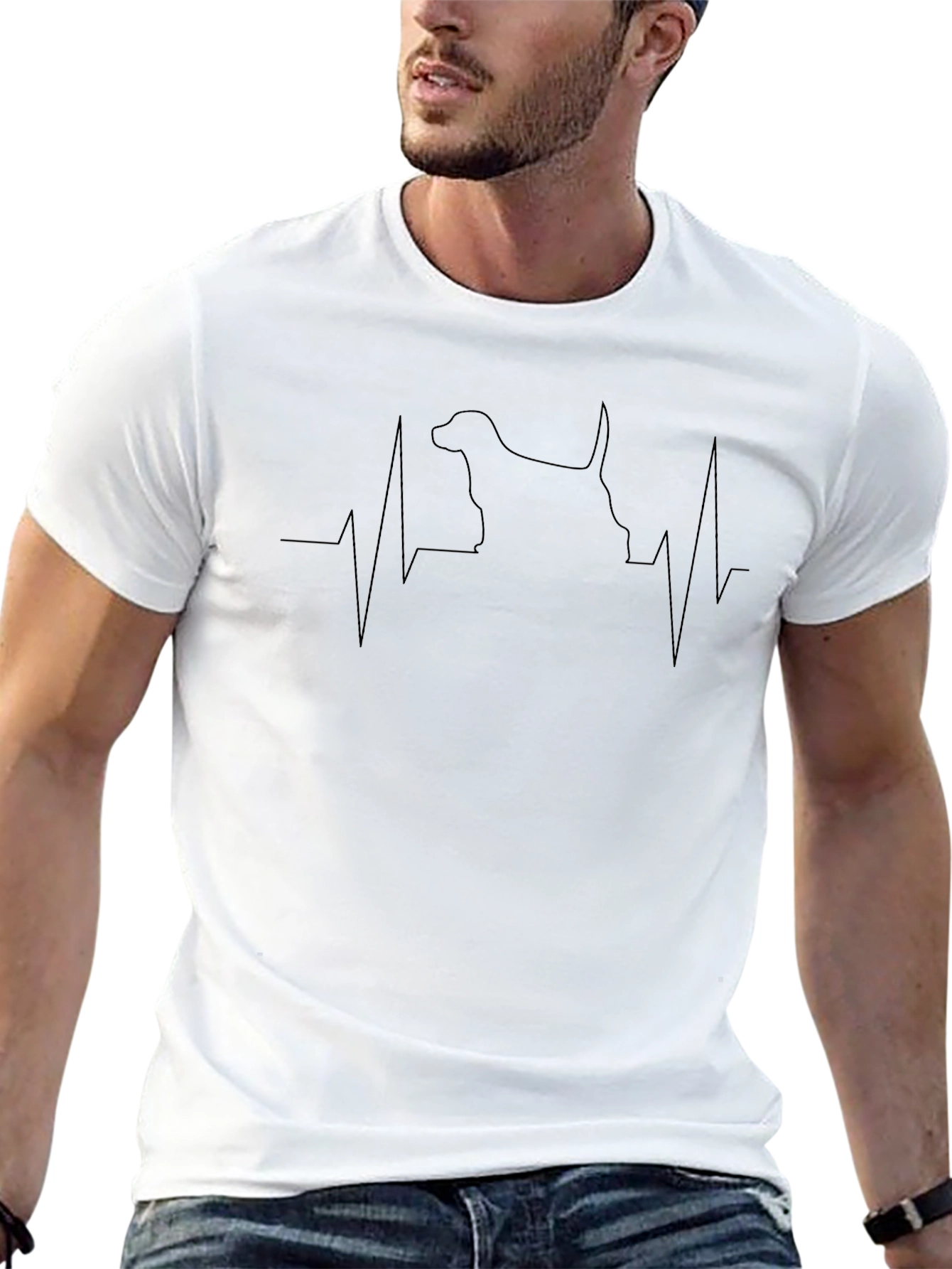 Dog Heartbeat Graphic Black T-Shirt