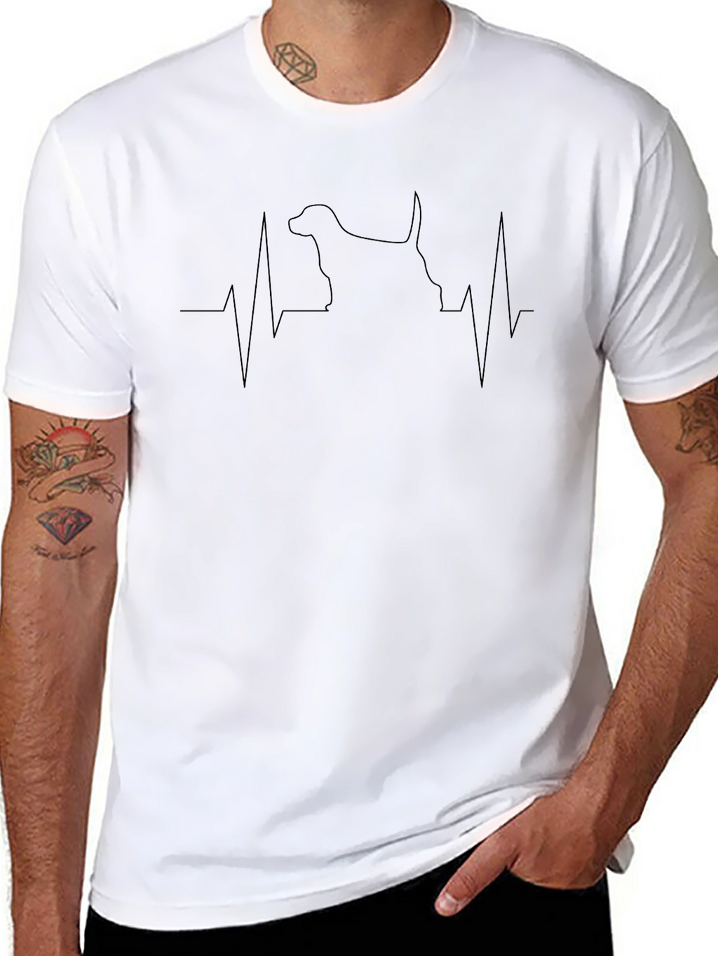 Dog Heartbeat Graphic Black T-Shirt