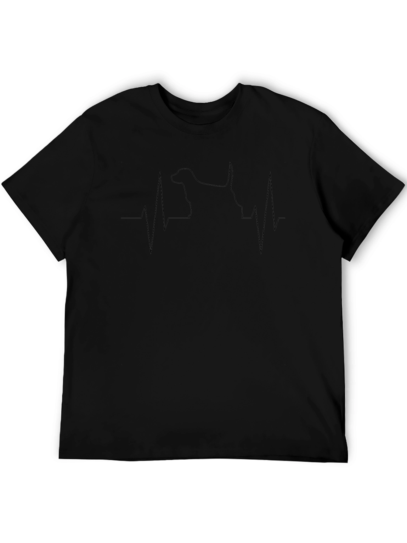 Dog Heartbeat Graphic Black T-Shirt