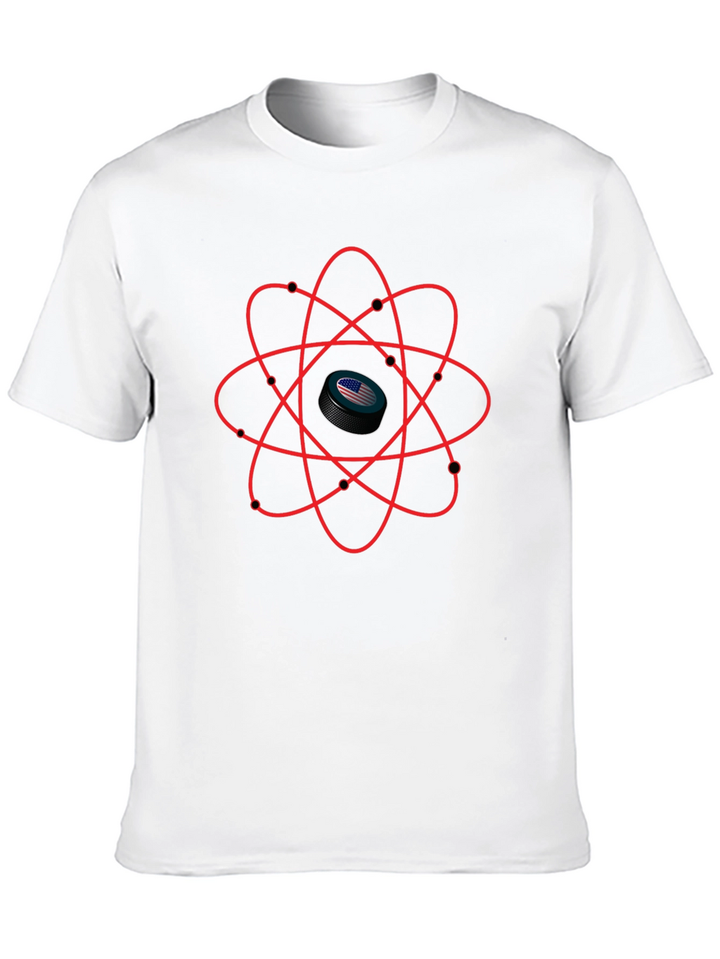 USA Hockey Puck Atom T-Shirt - Patriotic Science Tee