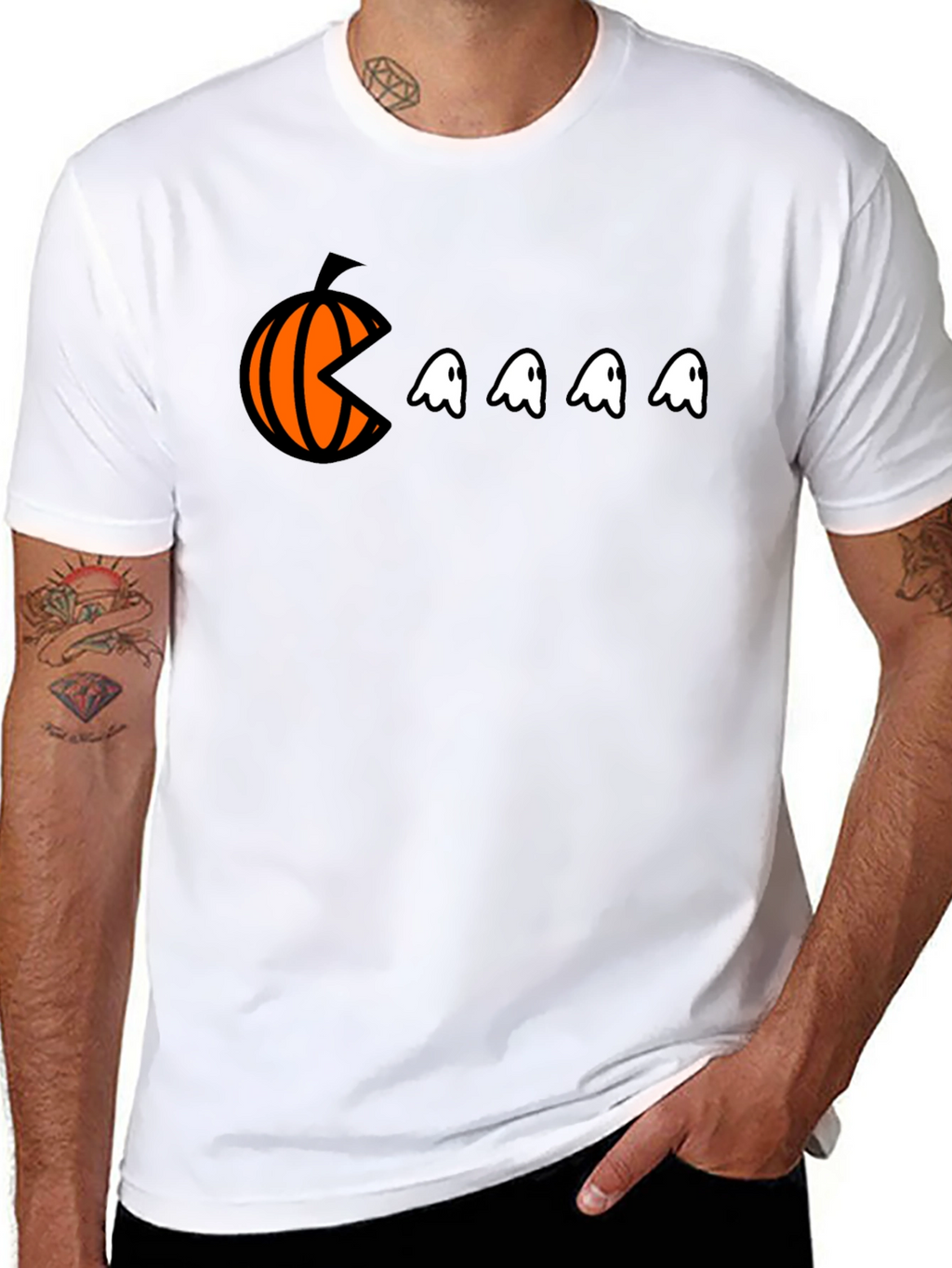 Pac-Man Pumpkin Halloween Graphic Tee - Black