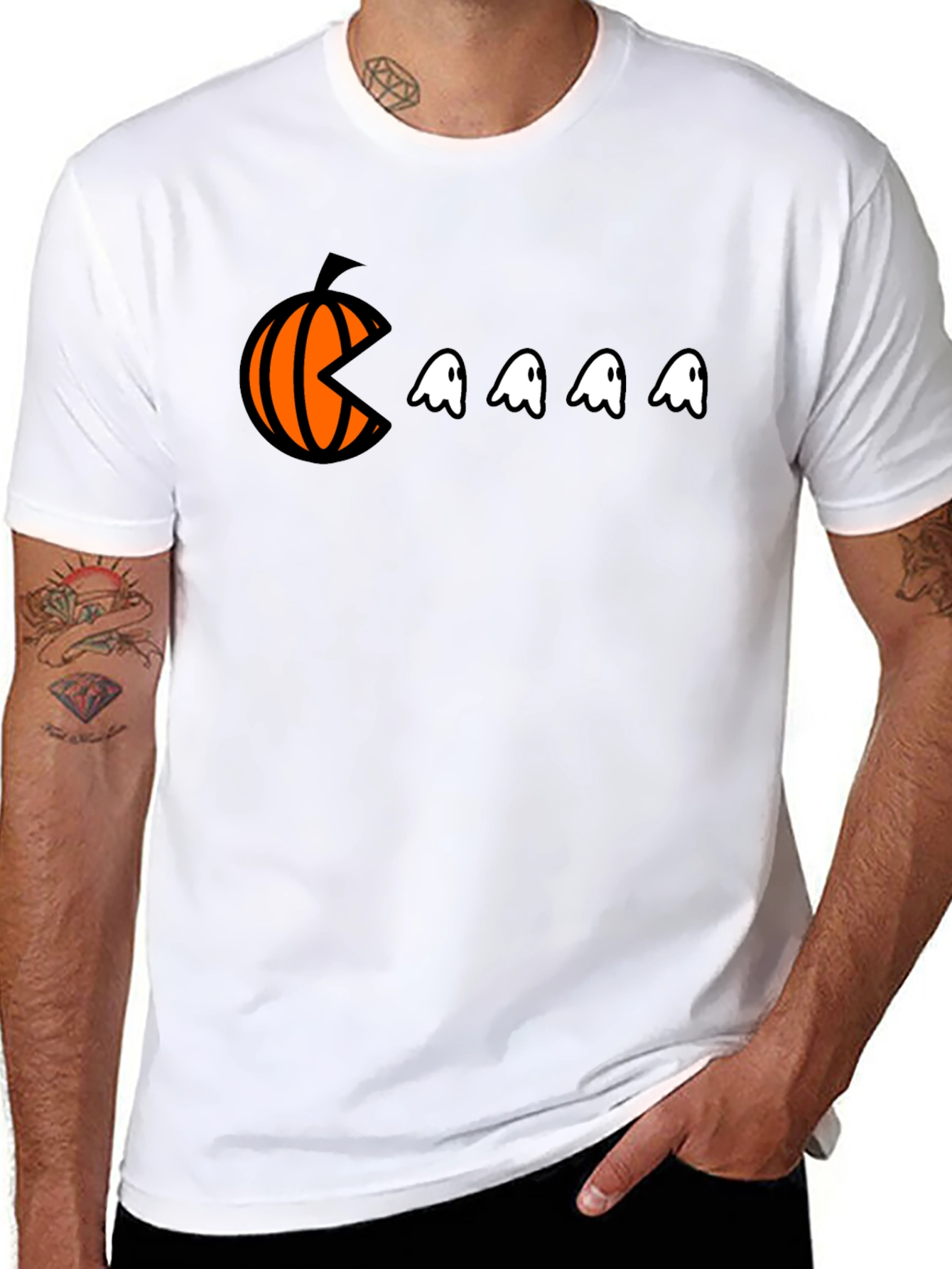 Pac-Man Pumpkin Halloween Graphic Tee - Black