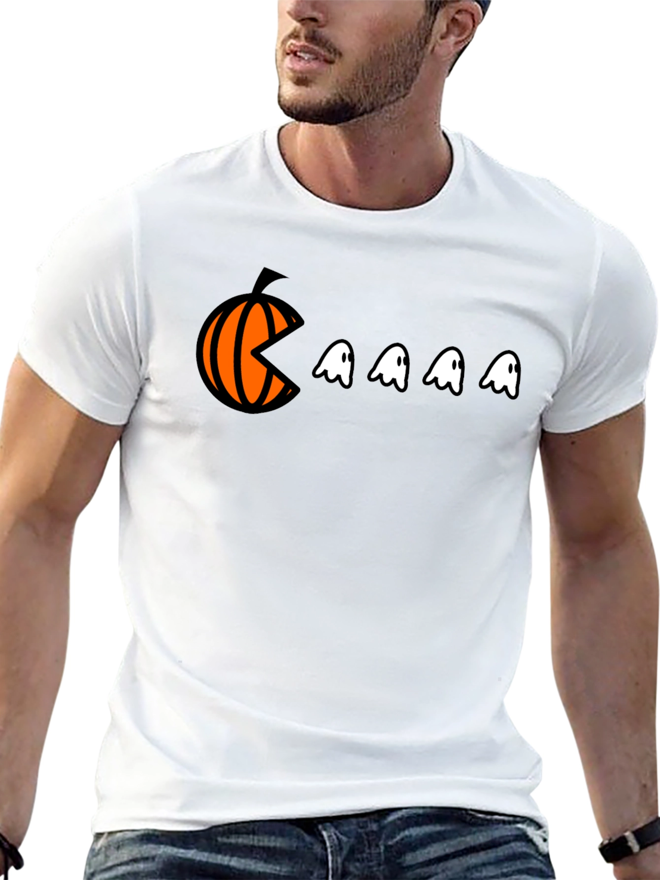 Pac-Man Pumpkin Halloween Graphic Tee - Black