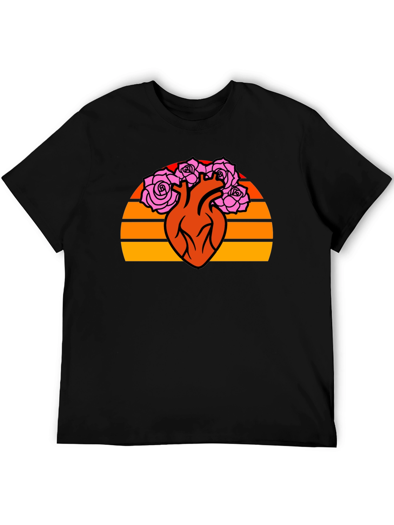 Floral Heart Graphic Tee - Vintage Style