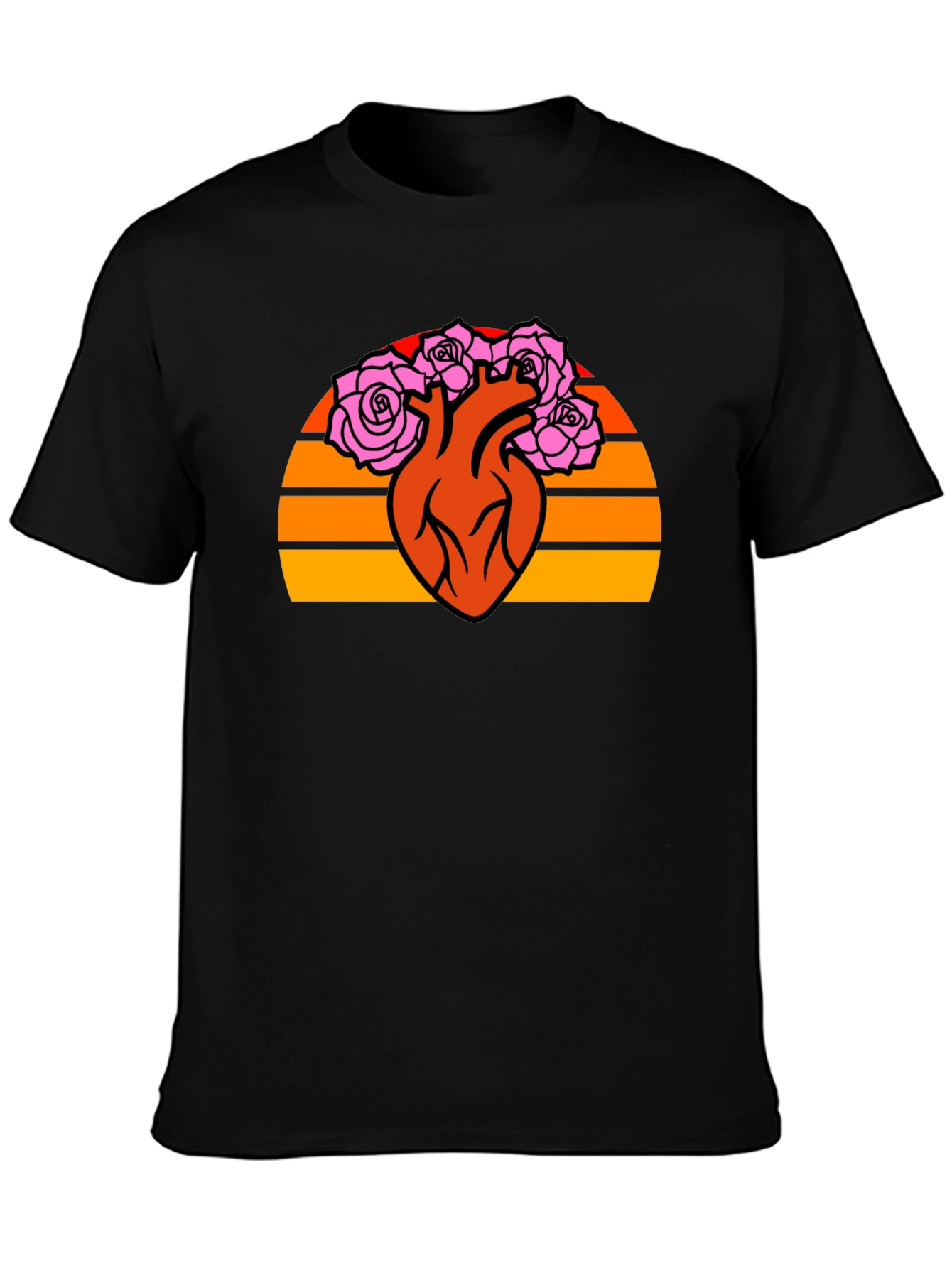 Floral Heart Graphic Tee - Vintage Style