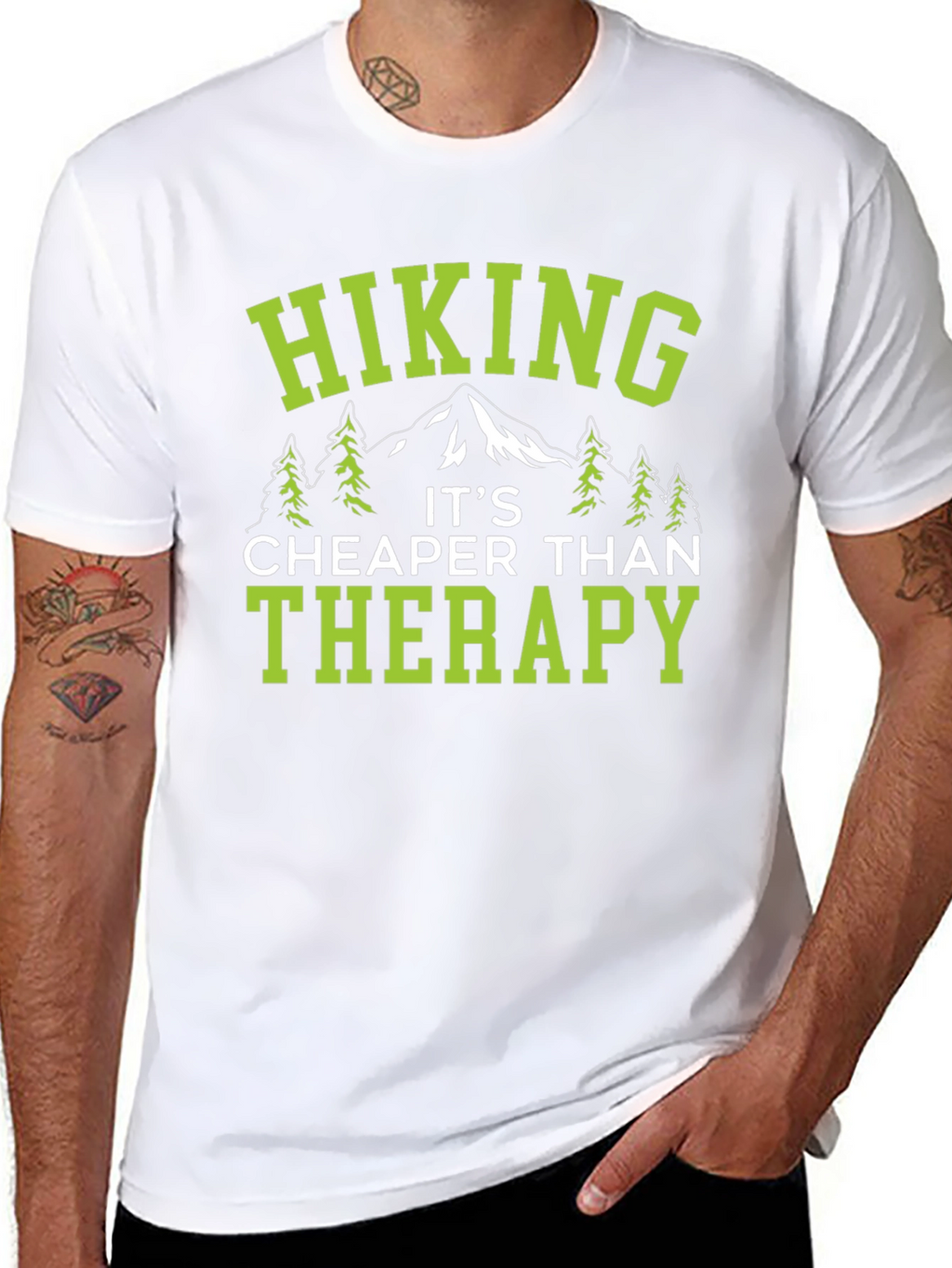 Hiking Therapy Tee - Black Cotton Graphic T-Shirt