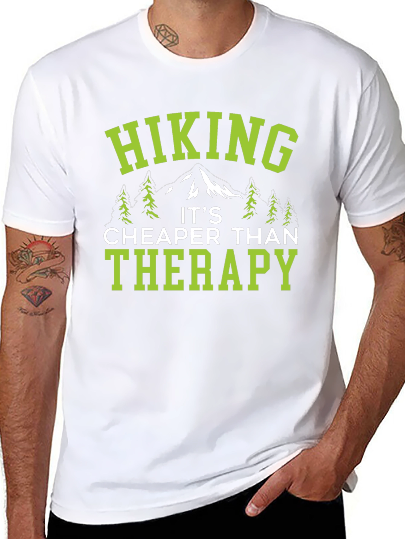 Hiking Therapy Tee - Black Cotton Graphic T-Shirt