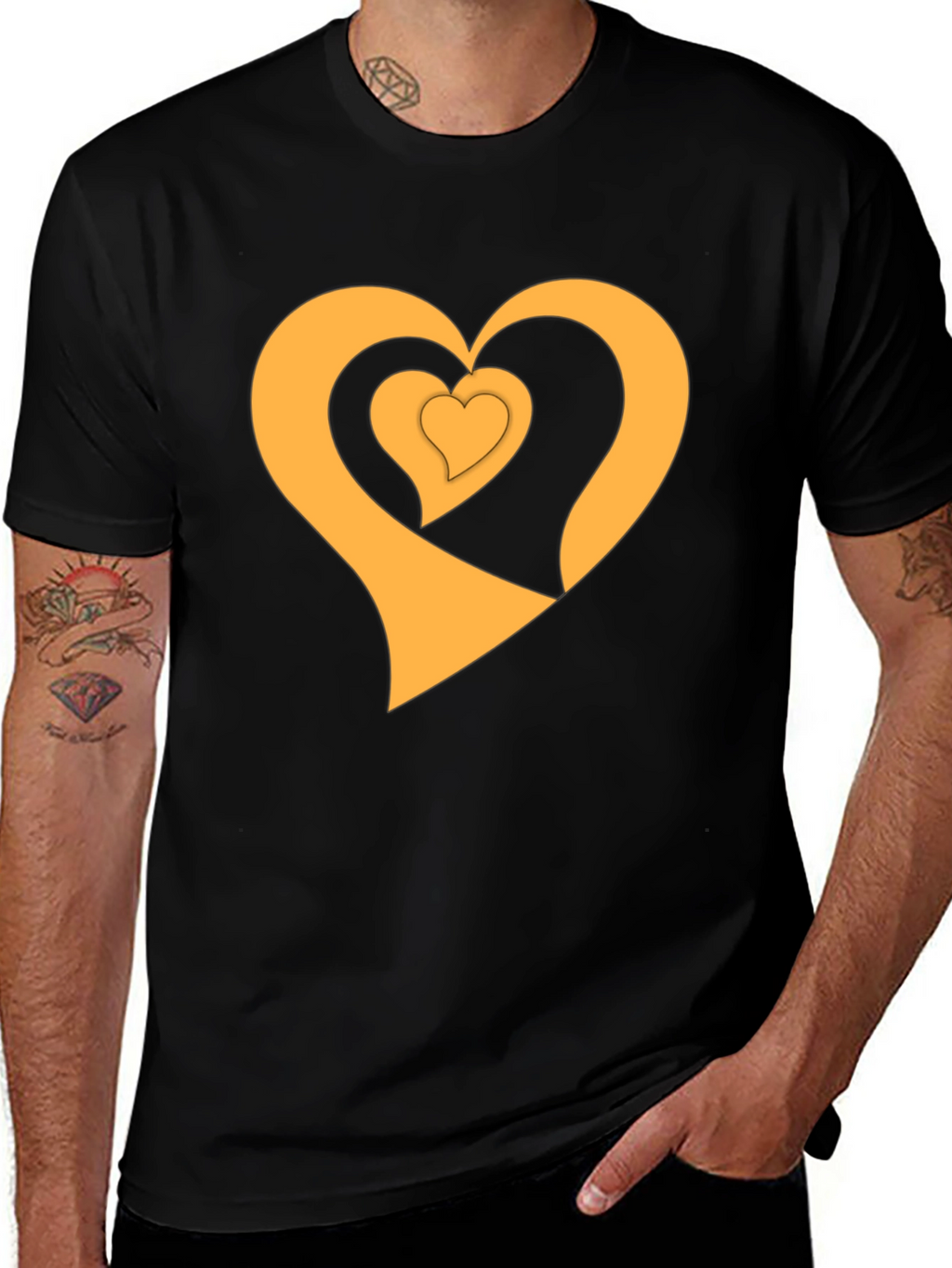 Golden Heart Trio Black T-Shirt