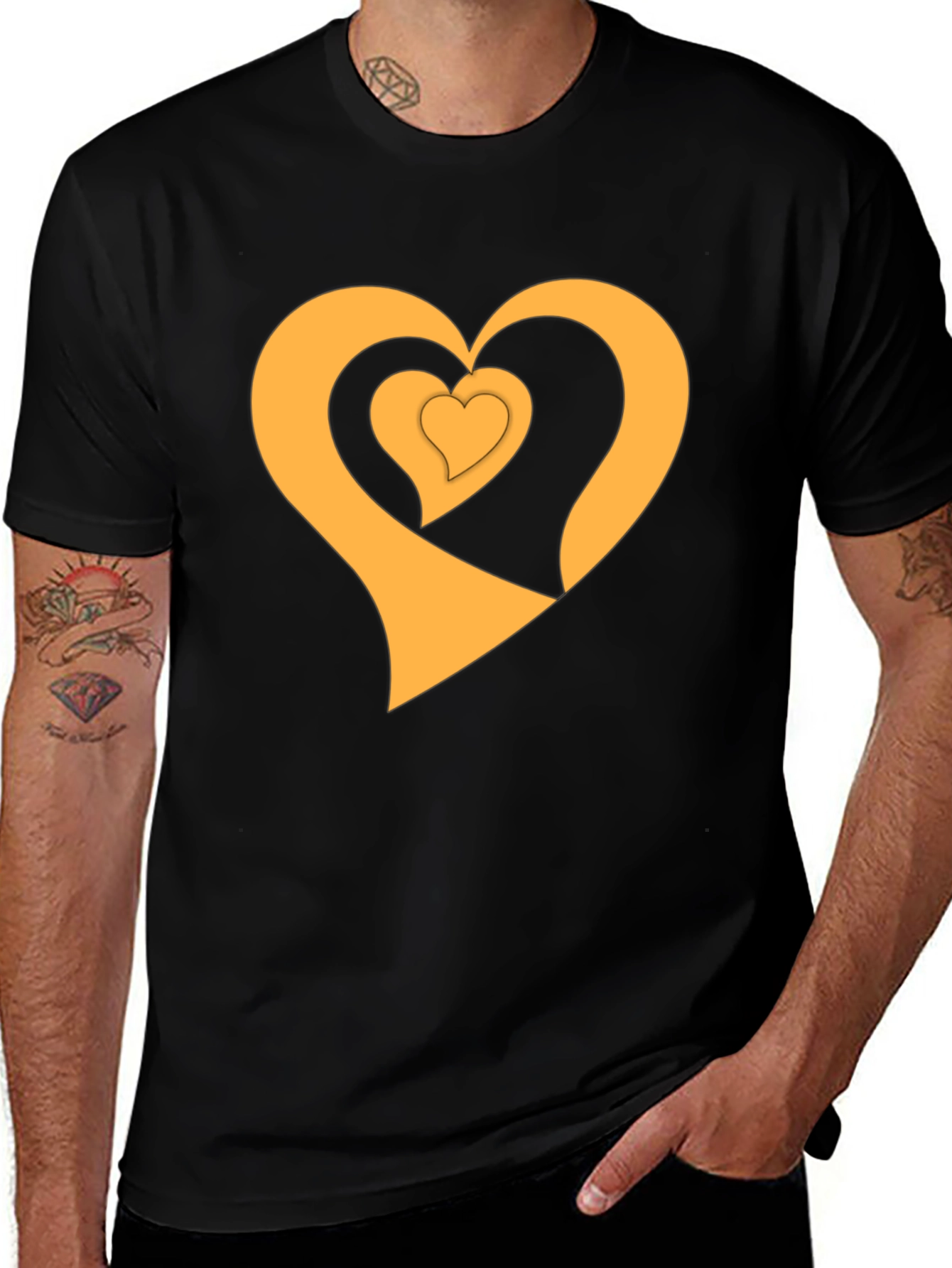 Golden Heart Trio Black T-Shirt