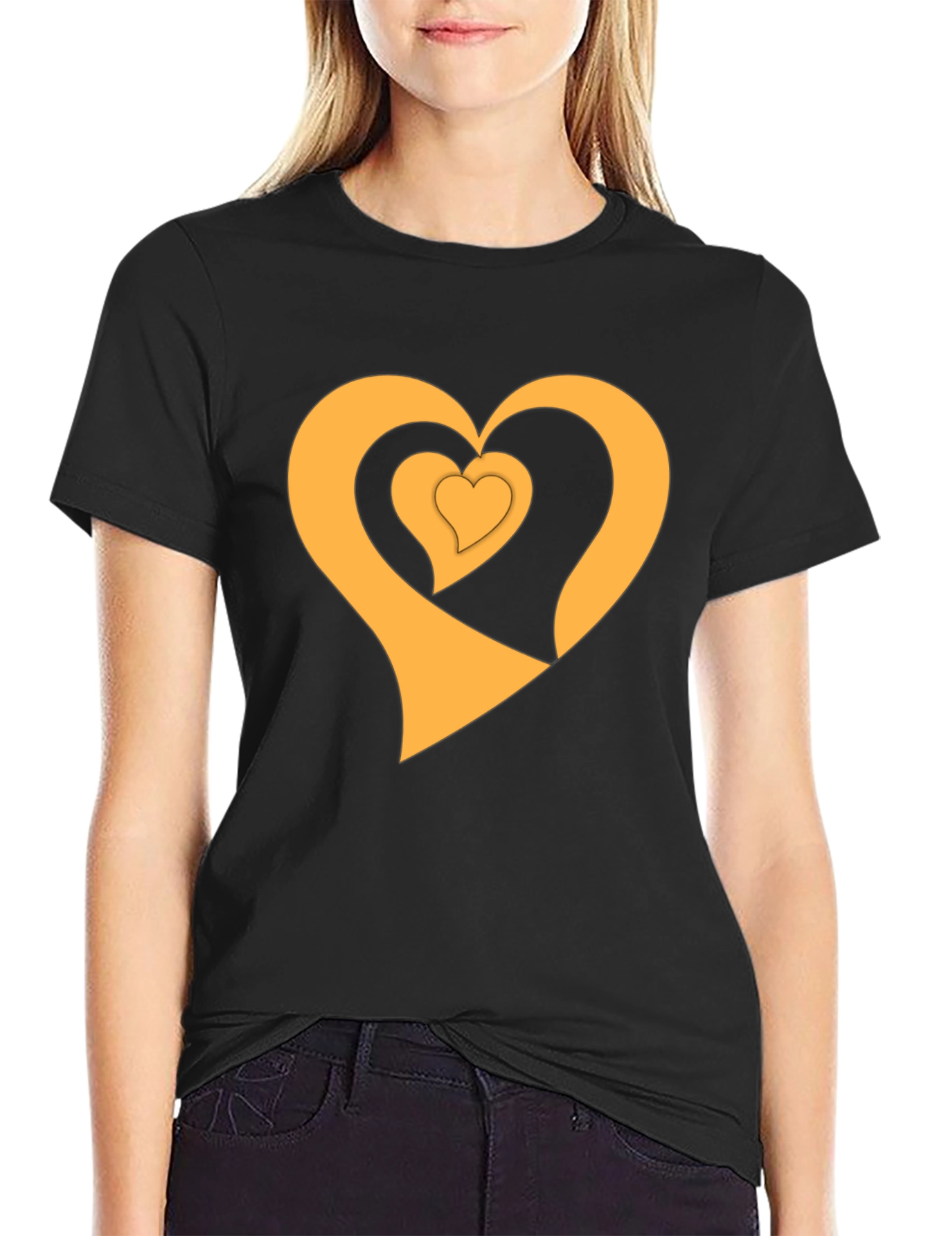 Golden Heart Trio Black T-Shirt