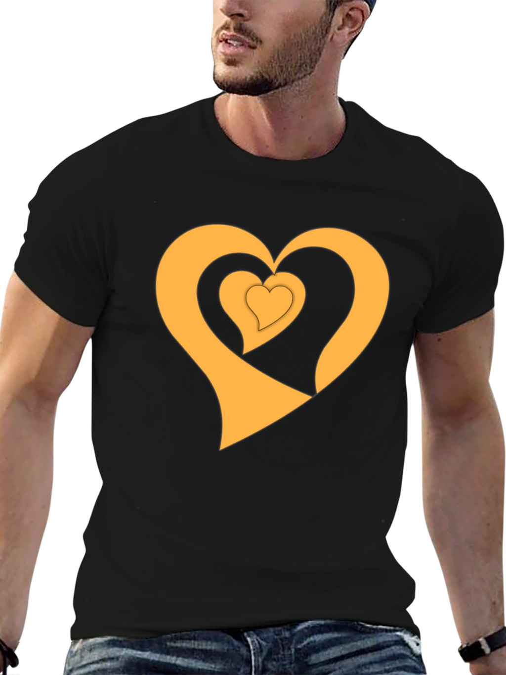 Golden Heart Trio Black T-Shirt