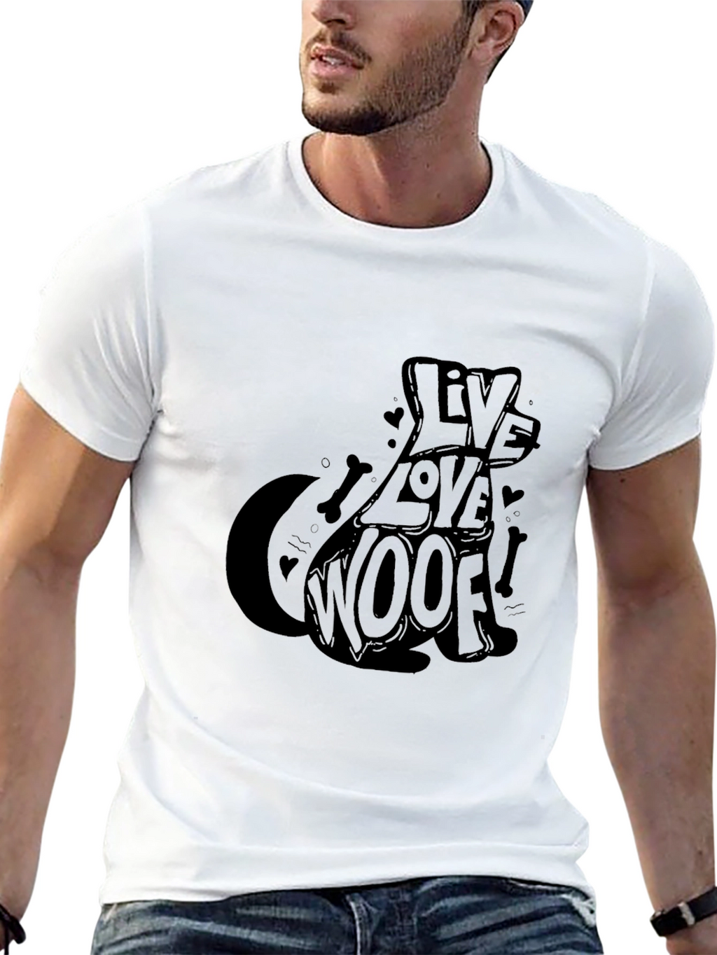 Live Love Woof Dog Graphic T-Shirt