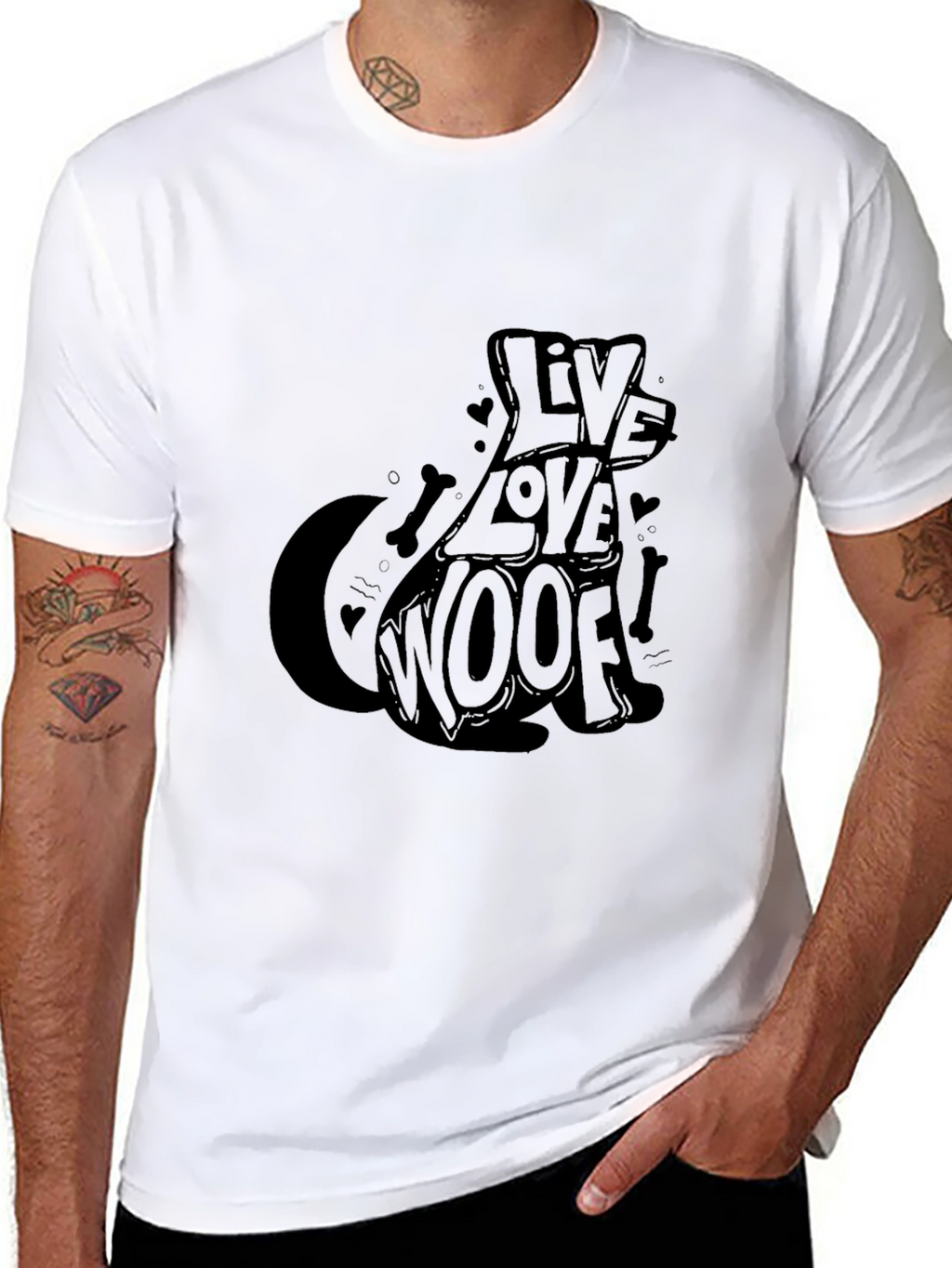 Live Love Woof Dog Graphic T-Shirt