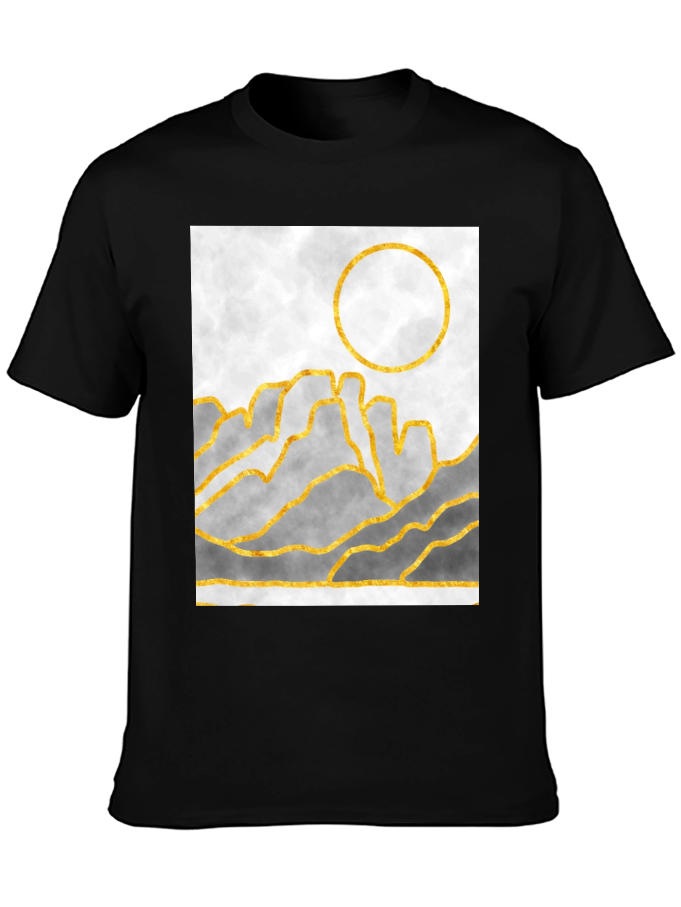 Abstract Gold Mountain Graphic T-Shirt