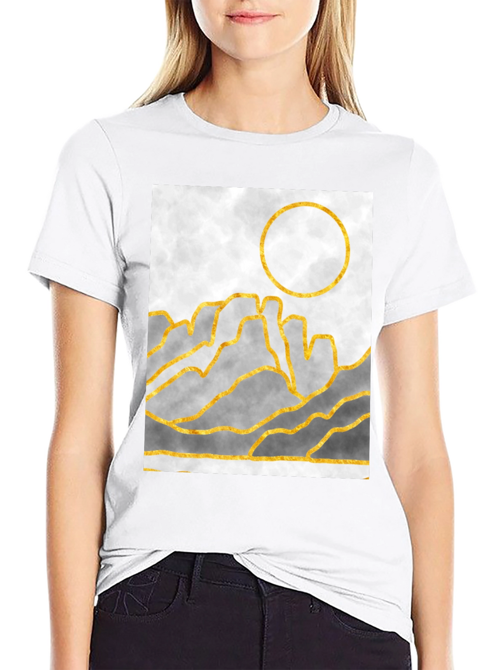 Abstract Gold Mountain Graphic T-Shirt