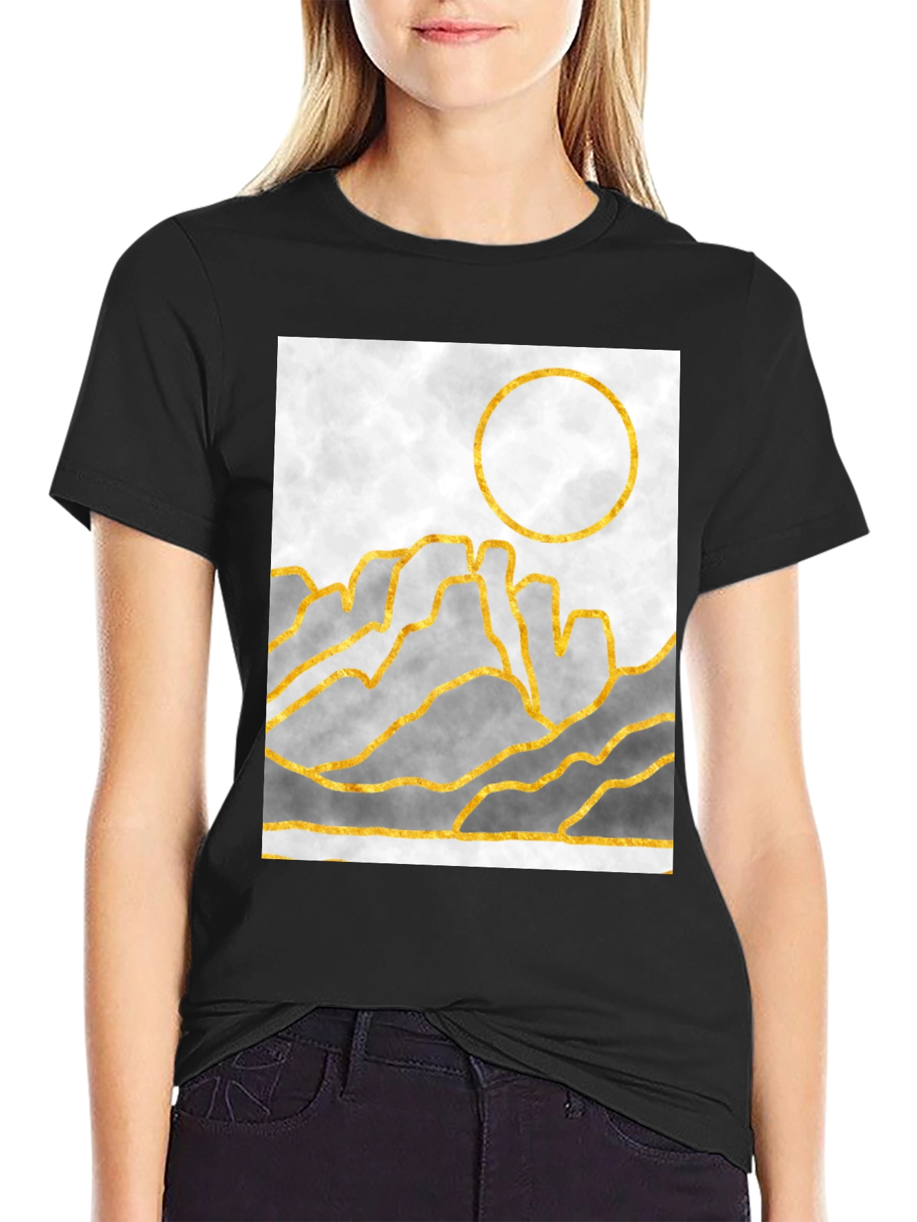 Abstract Gold Mountain Graphic T-Shirt