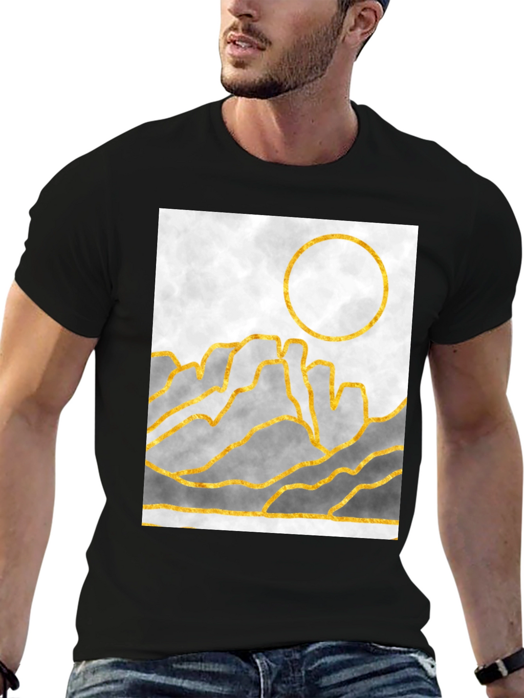 Abstract Gold Mountain Graphic T-Shirt