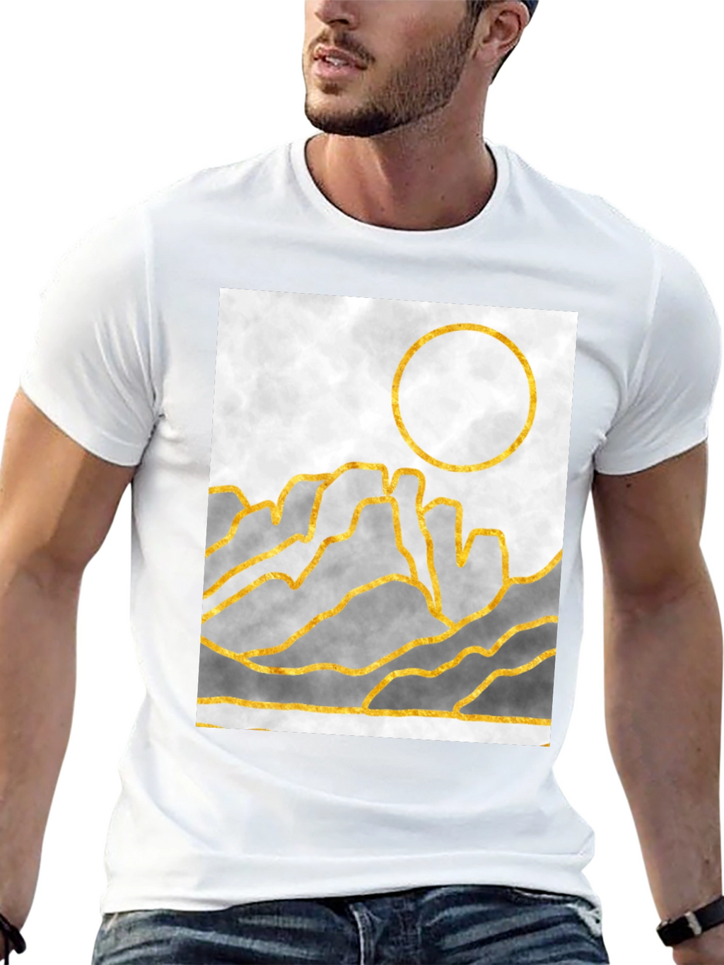 Abstract Gold Mountain Graphic T-Shirt
