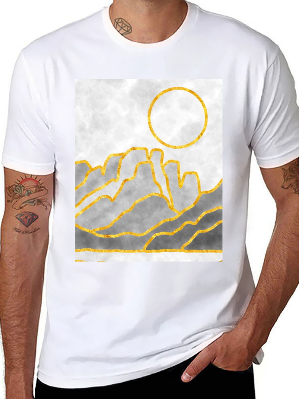 Abstract Gold Mountain Graphic T-Shirt