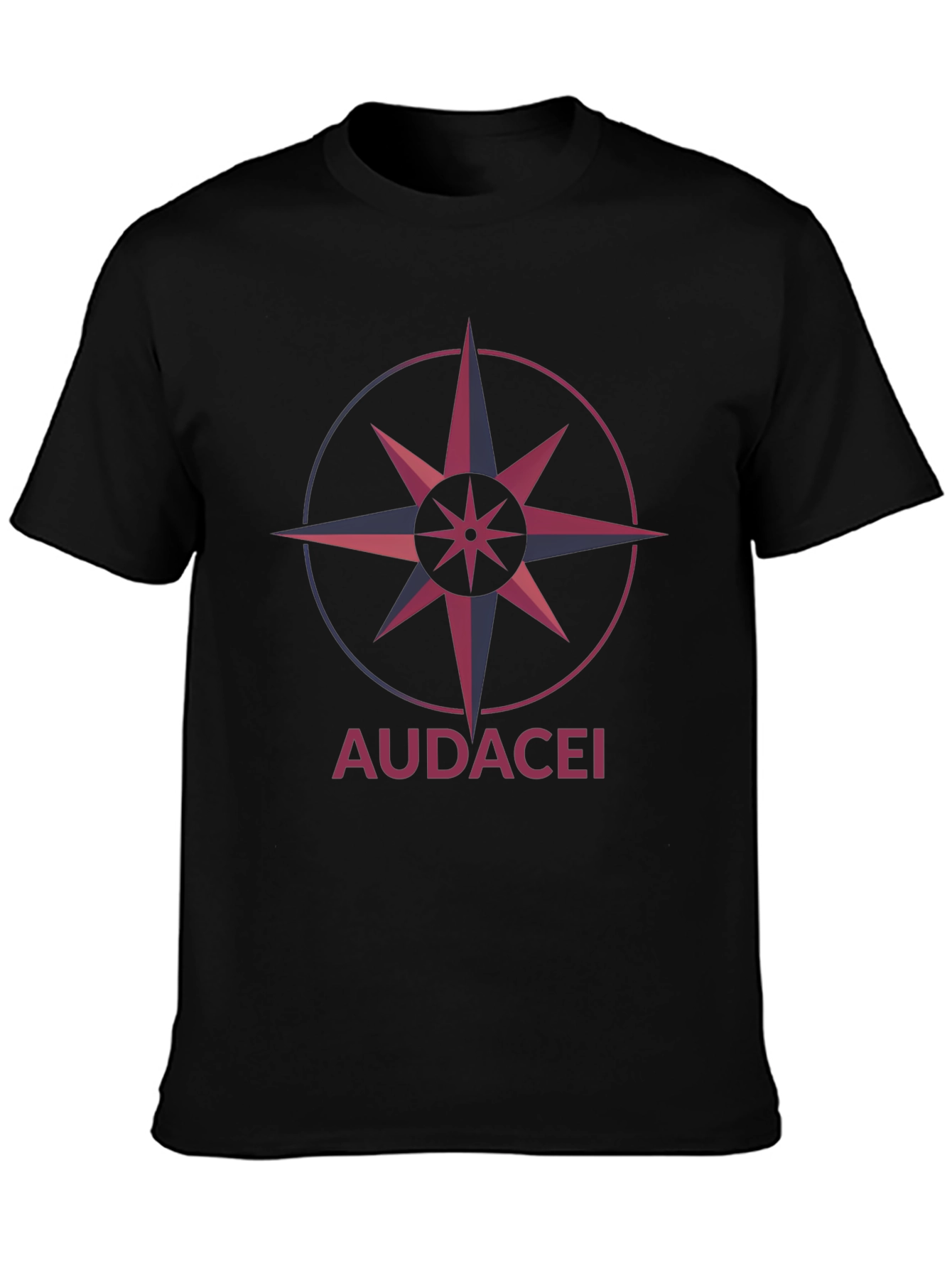 Audacei Compass Rose Graphic Tee - Black Cotton Blend T-Shirt