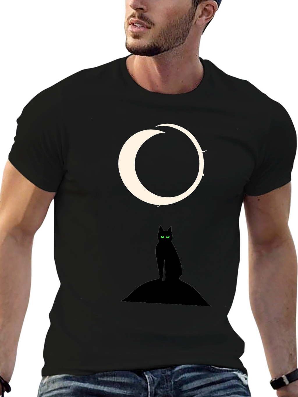 Black Cat Moon Graphic Tee