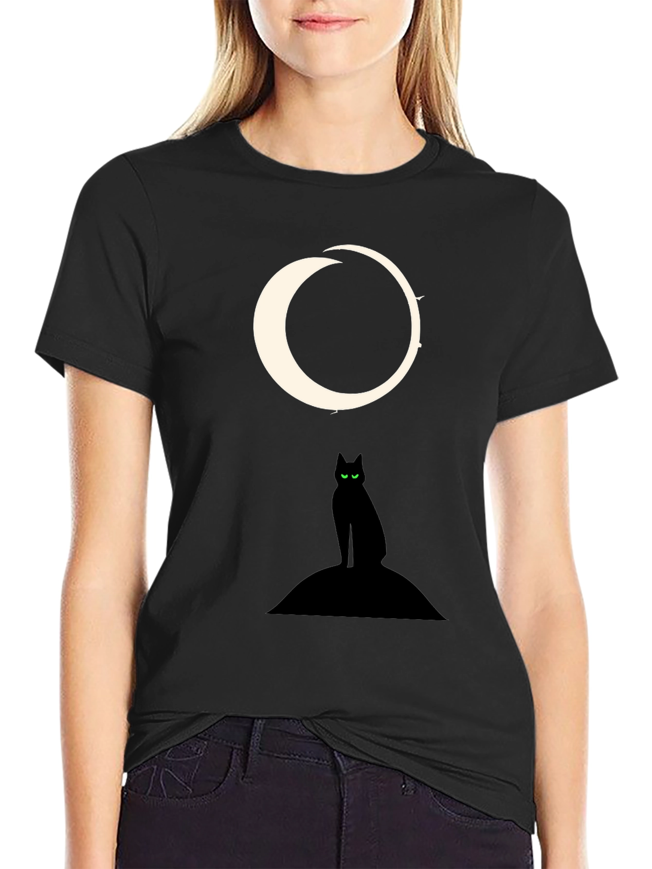 Black Cat Moon Graphic Tee
