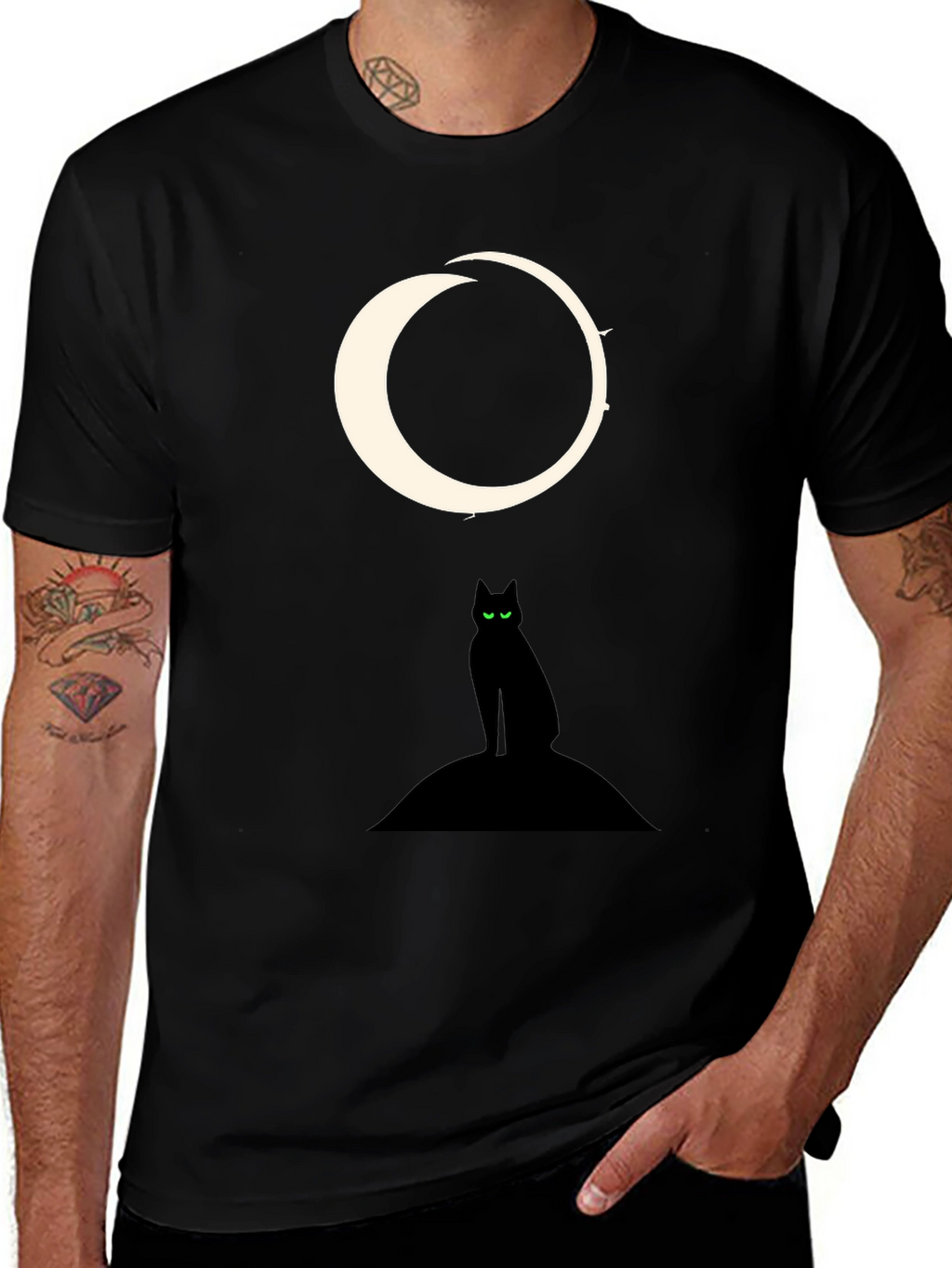 Black Cat Moon Graphic Tee