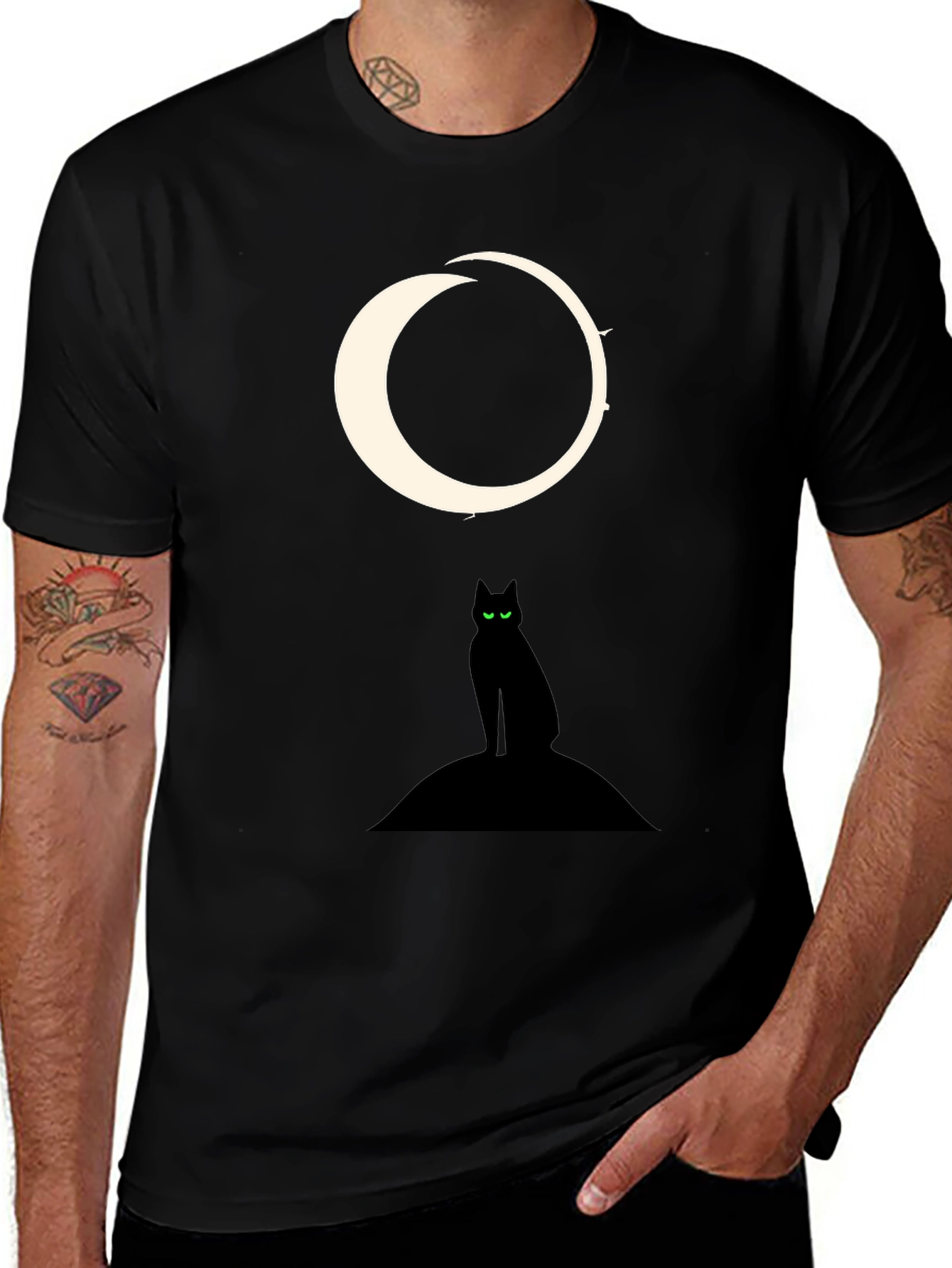 Black Cat Moon Graphic Tee