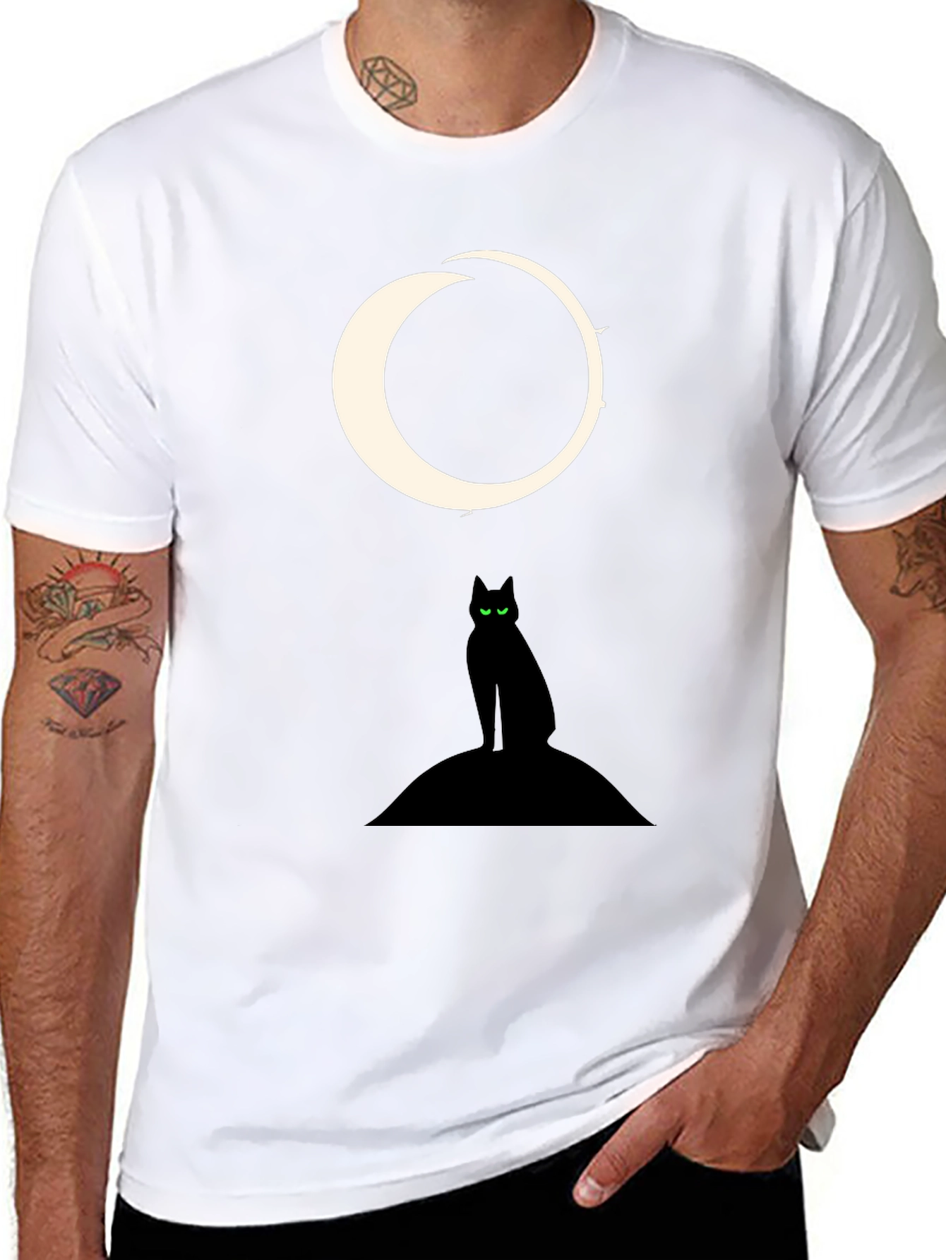 Black Cat Moon Graphic Tee