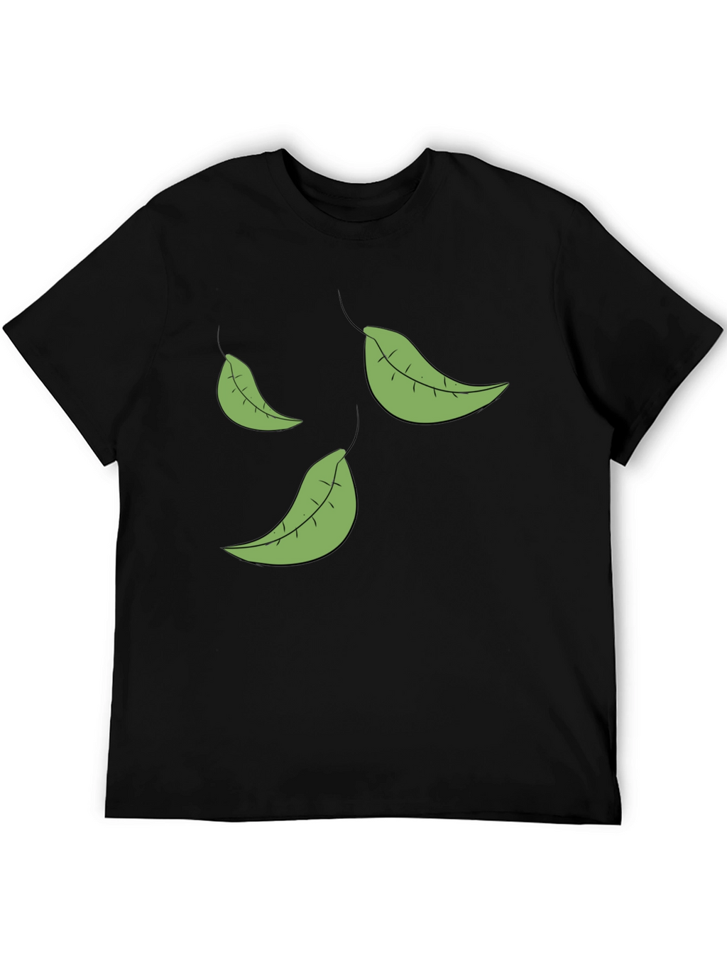 Leaf Print Black T-Shirt