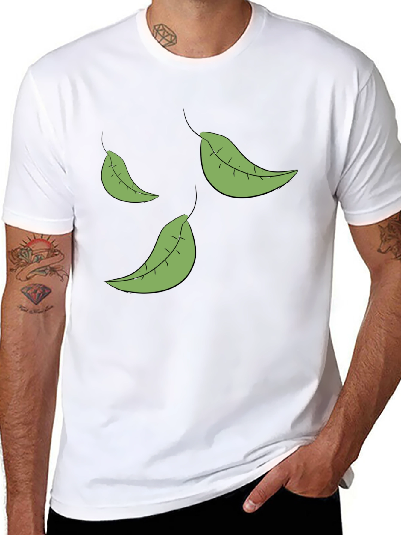 Leaf Print Black T-Shirt