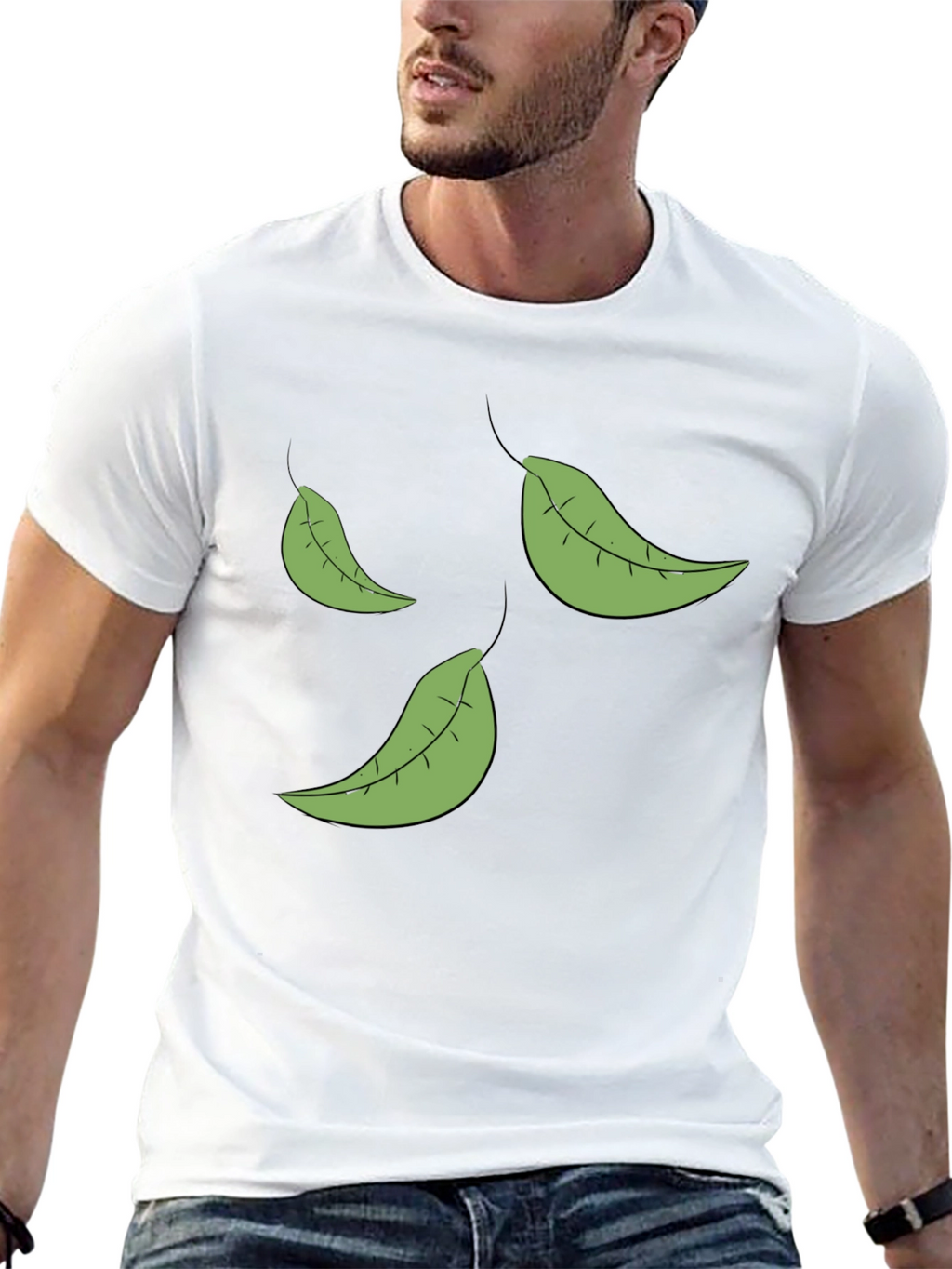 Leaf Print Black T-Shirt