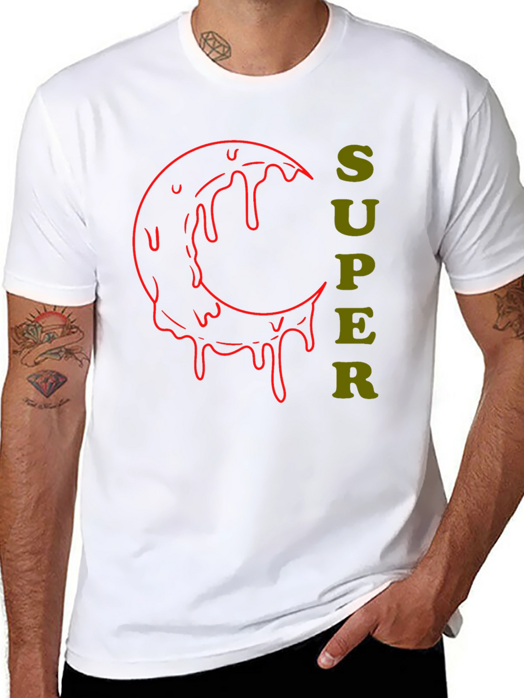 Super Moon Drip Graphic Tee - Black