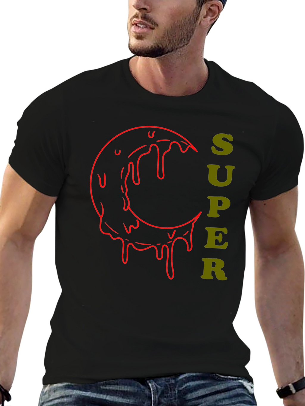 Super Moon Drip Graphic Tee - Black