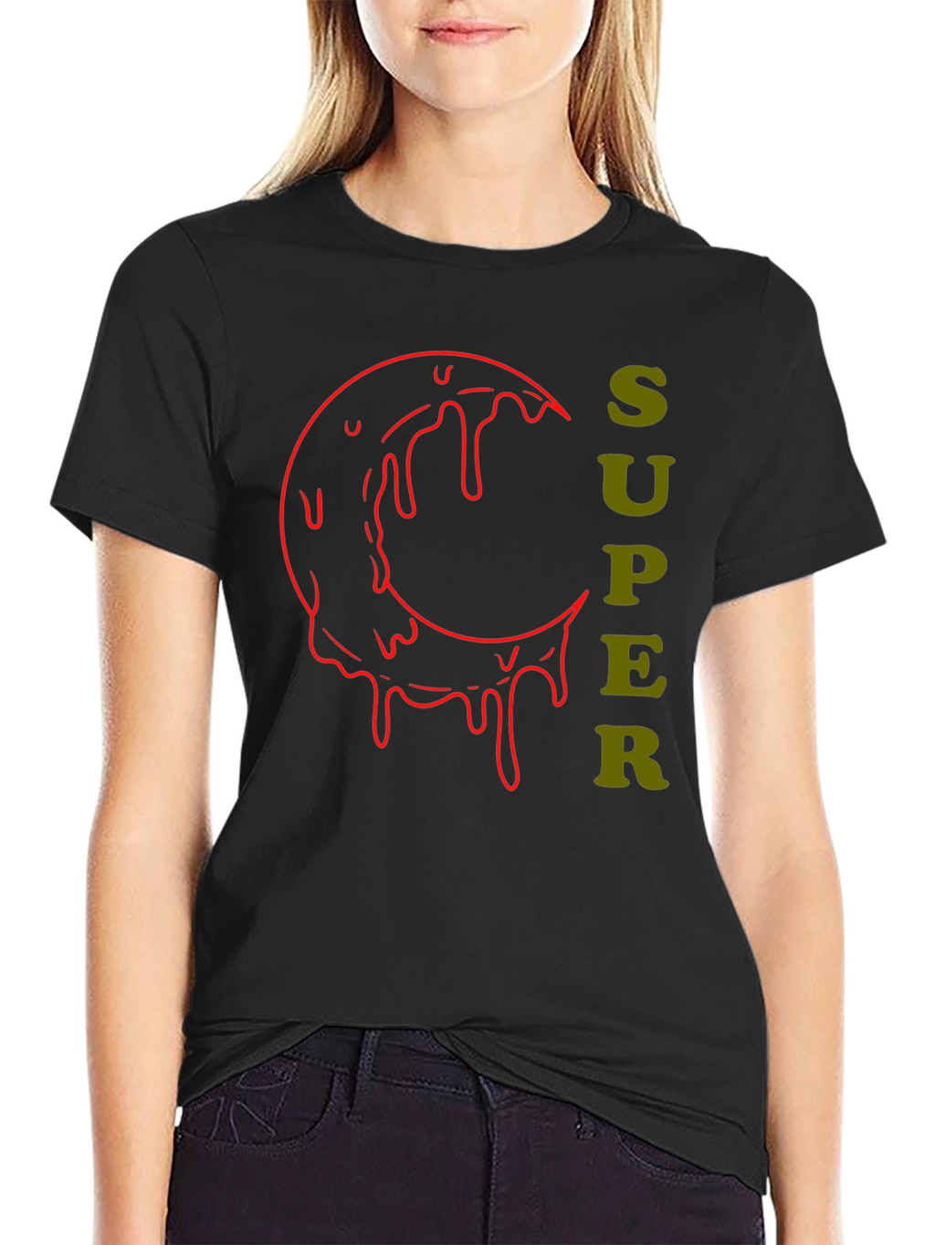 Super Moon Drip Graphic Tee - Black