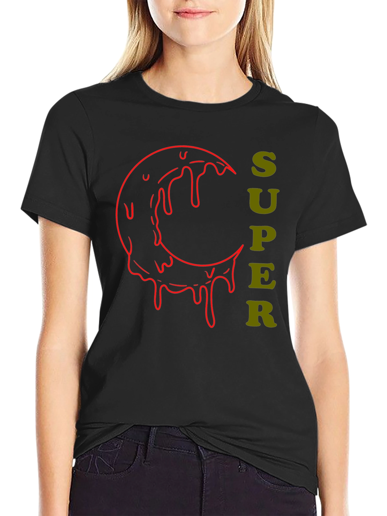 Super Moon Drip Graphic Tee - Black