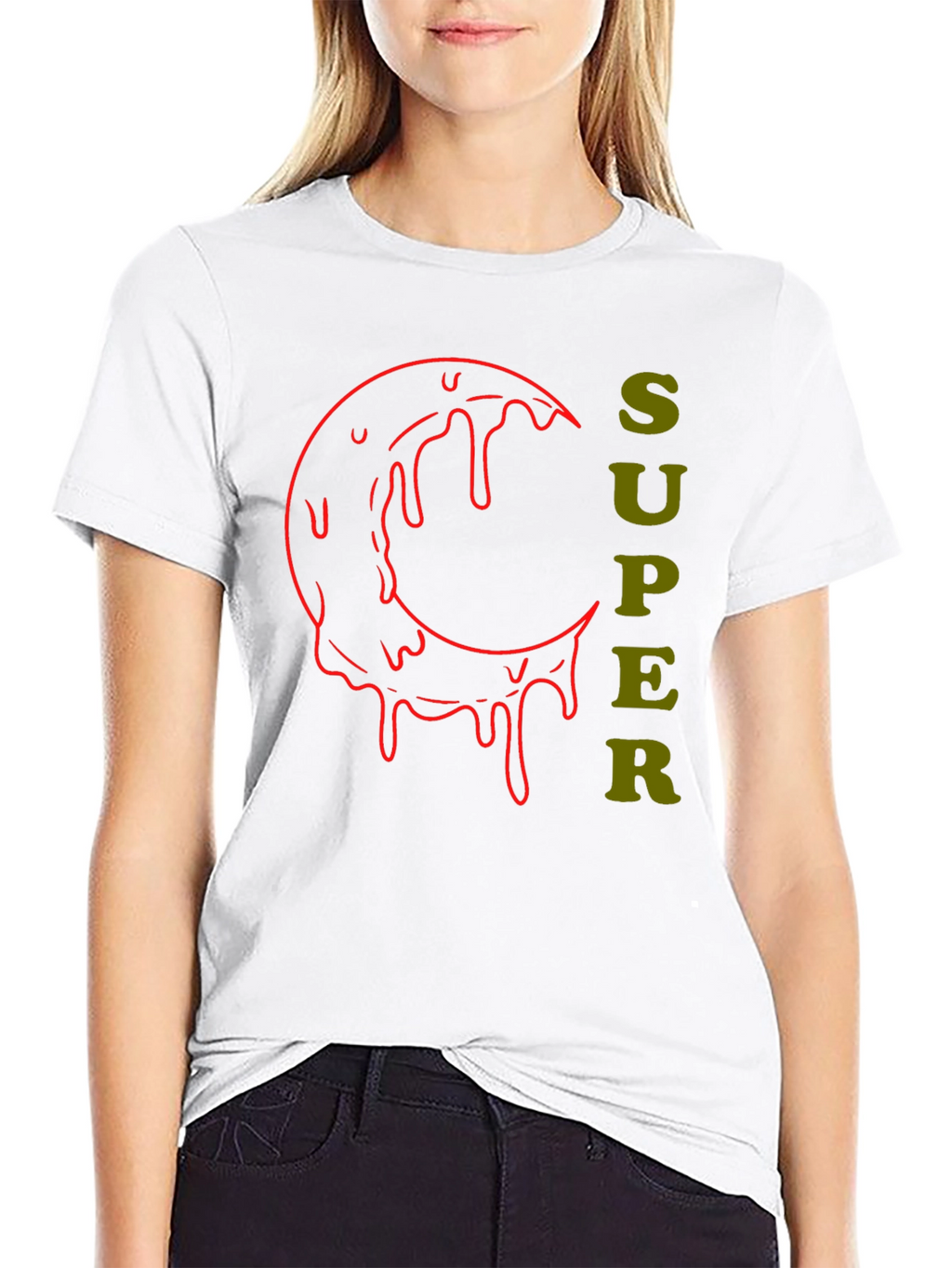 Super Moon Drip Graphic Tee - Black