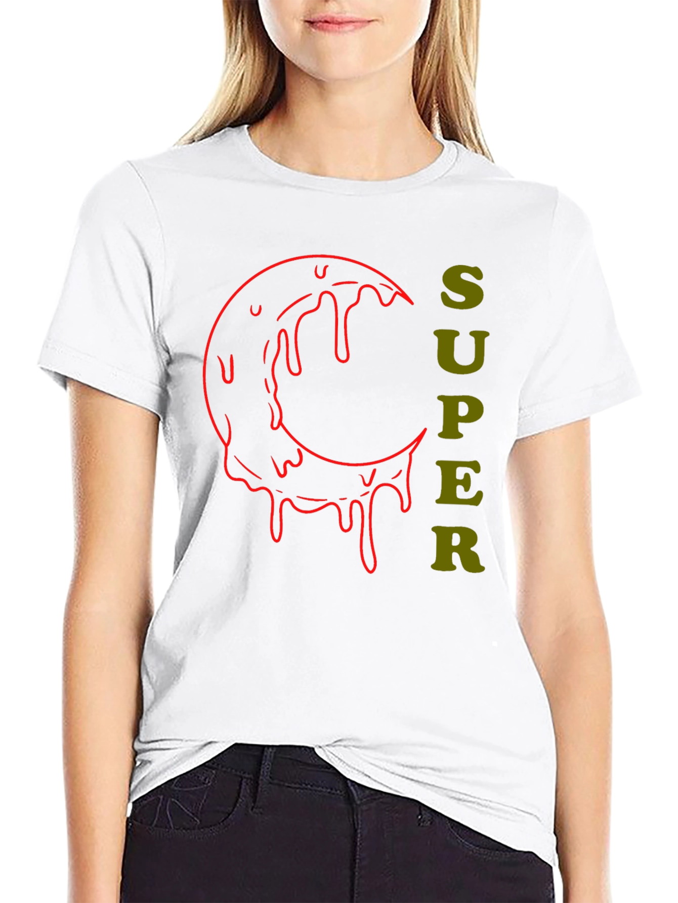 Super Moon Drip Graphic Tee - Black