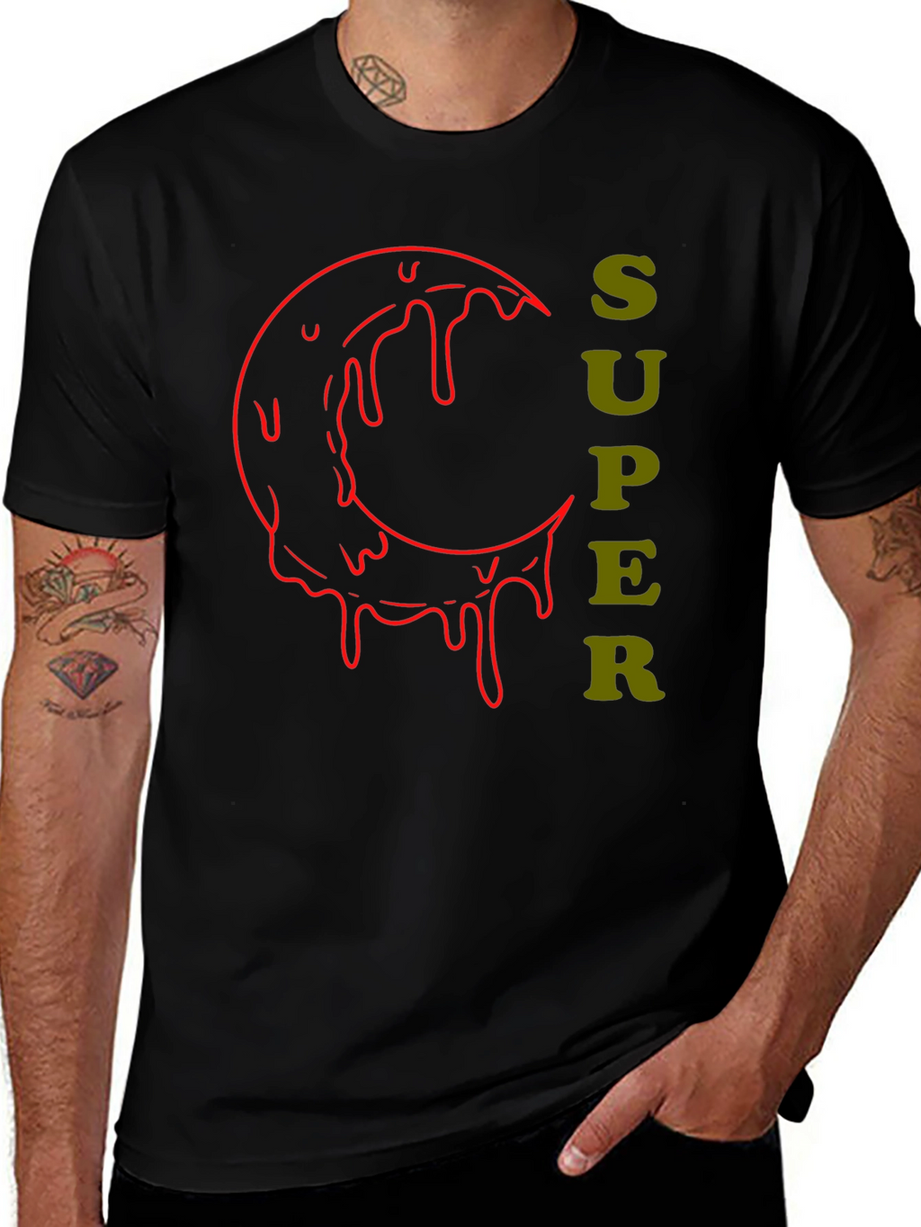 Super Moon Drip Graphic Tee - Black