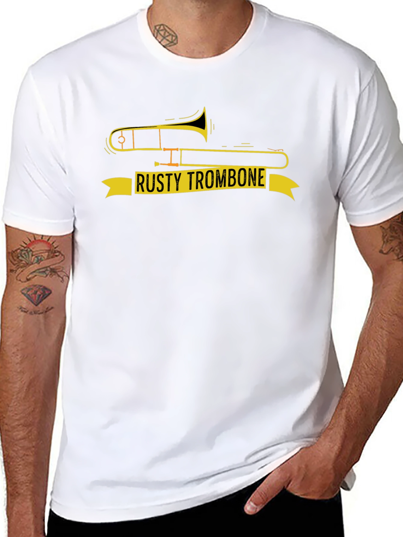 Rusty Trombone Graphic T-Shirt - Funny Music Tee