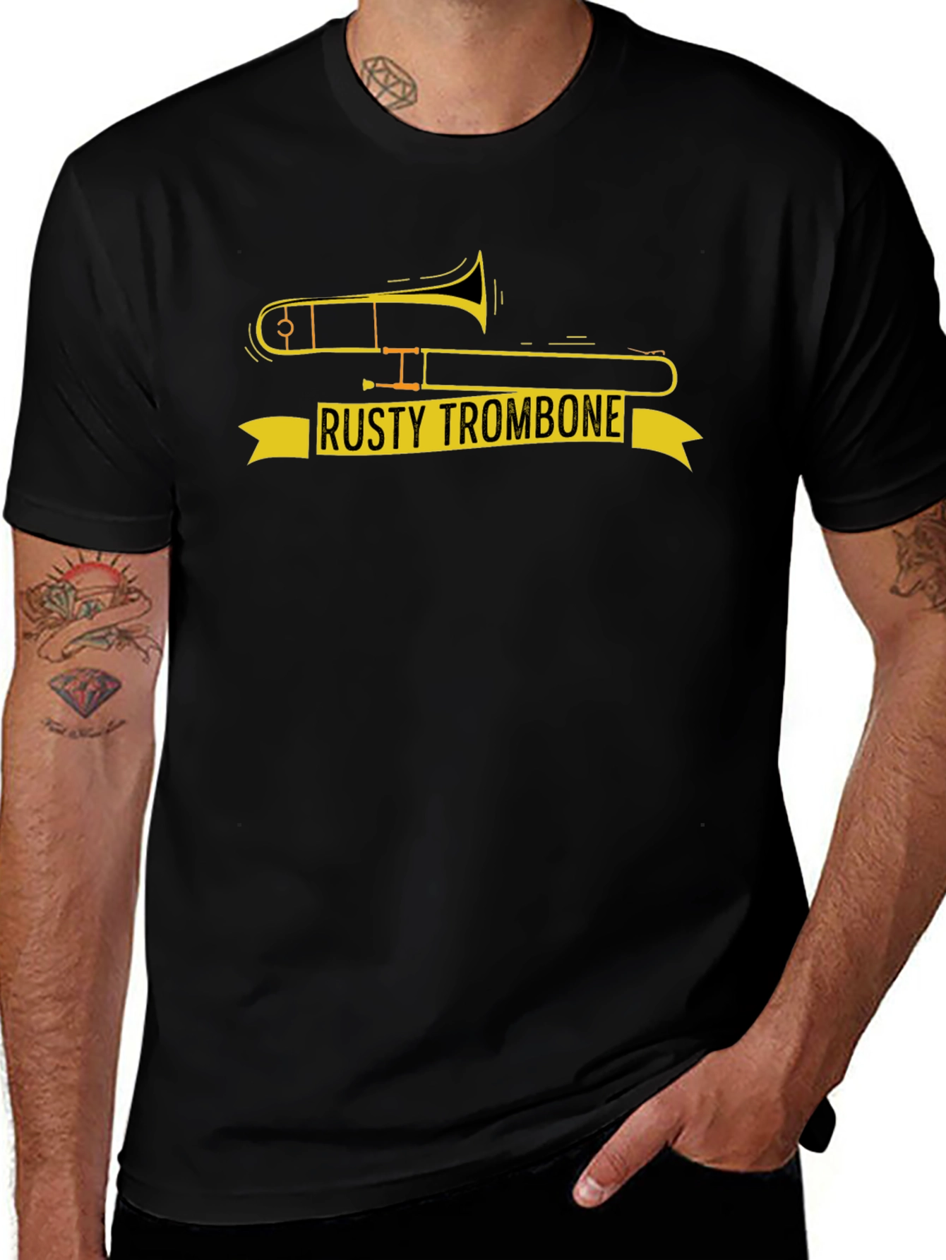 Rusty Trombone Graphic T-Shirt - Funny Music Tee