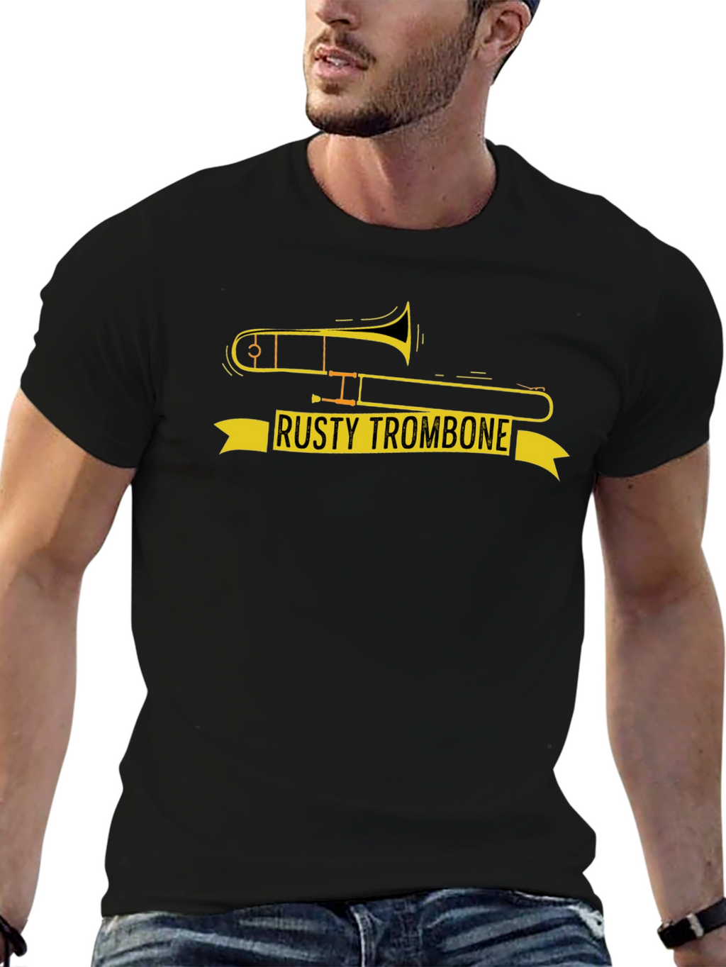 Rusty Trombone Graphic T-Shirt - Funny Music Tee