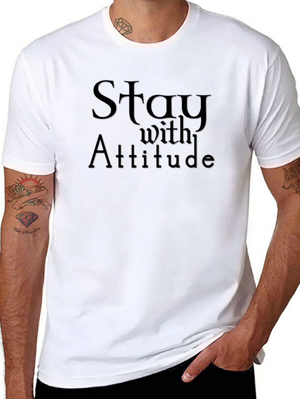 Stay With Attitude Graphic T-Shirt - Mens Black Tee