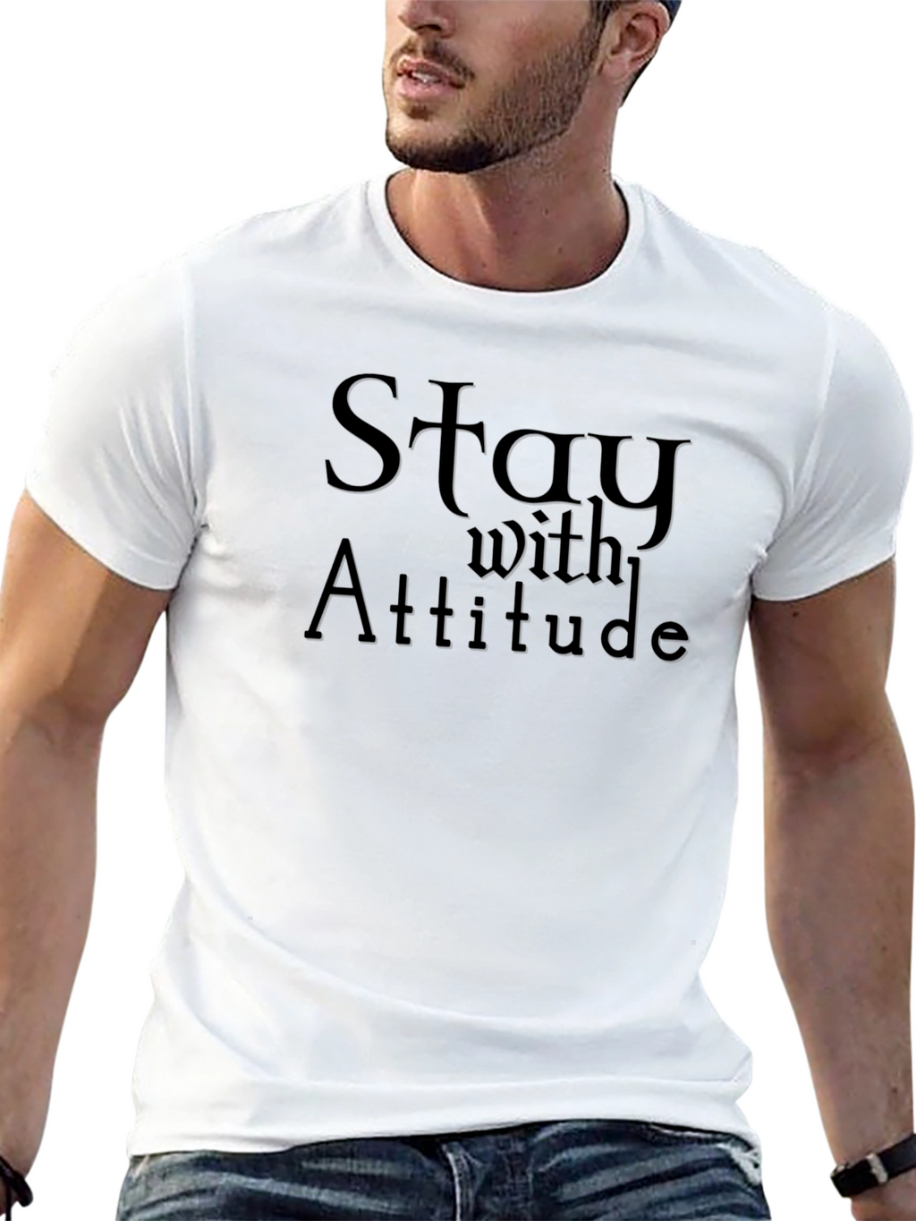 Stay With Attitude Graphic T-Shirt - Mens Black Tee