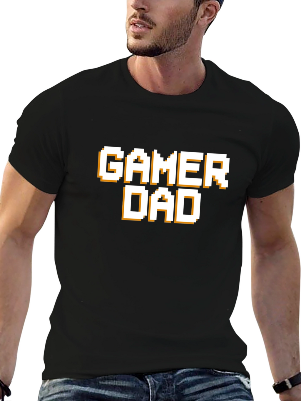 Gamer Dad T-Shirt - Pixel Style Text Tee