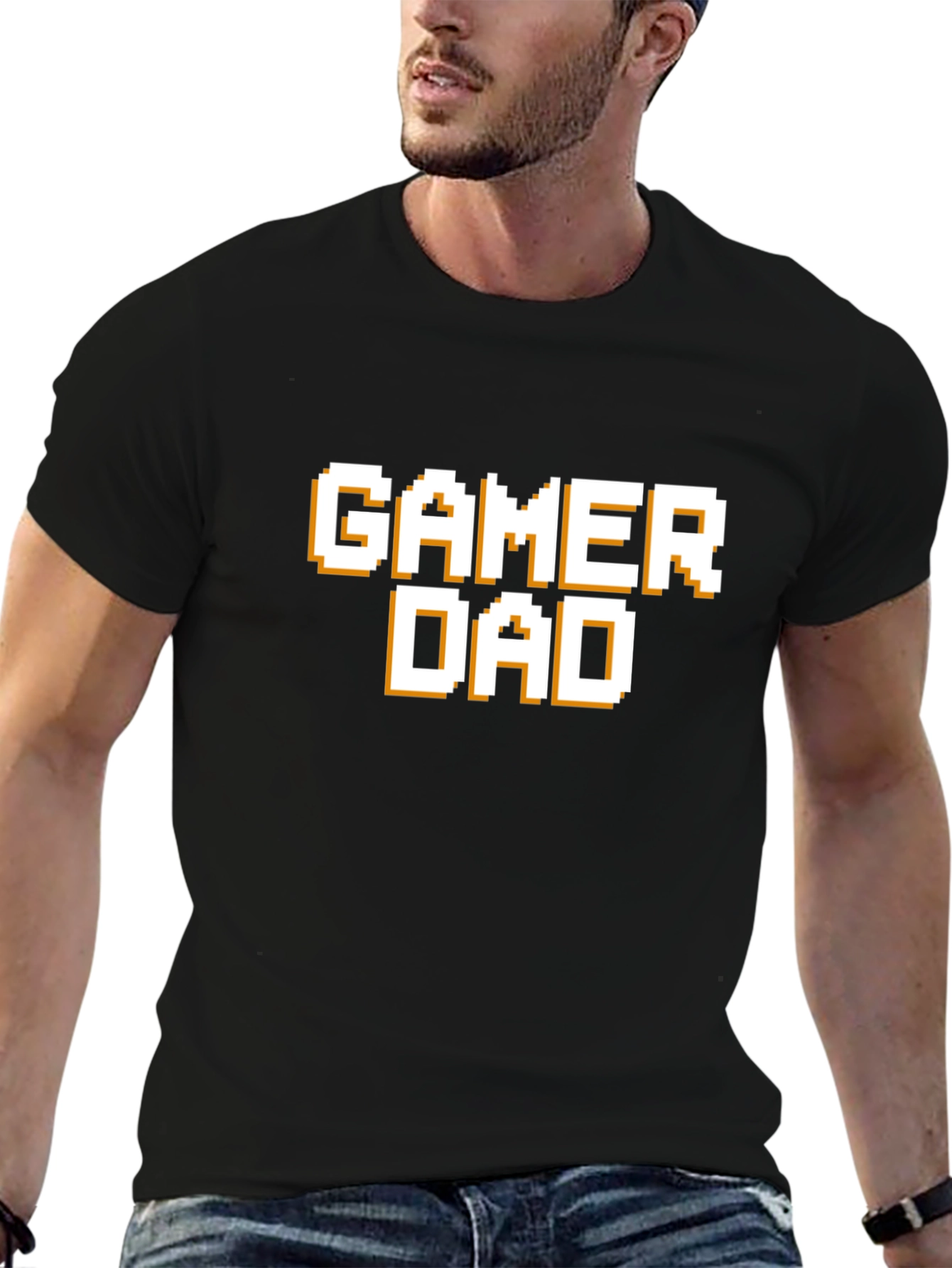 Gamer Dad T-Shirt - Pixel Style Text Tee