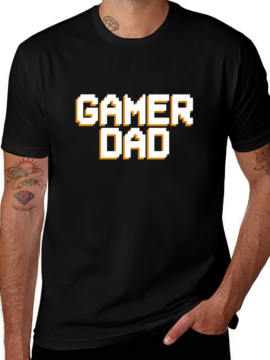 Gamer Dad T-Shirt - Pixel Style Text Tee